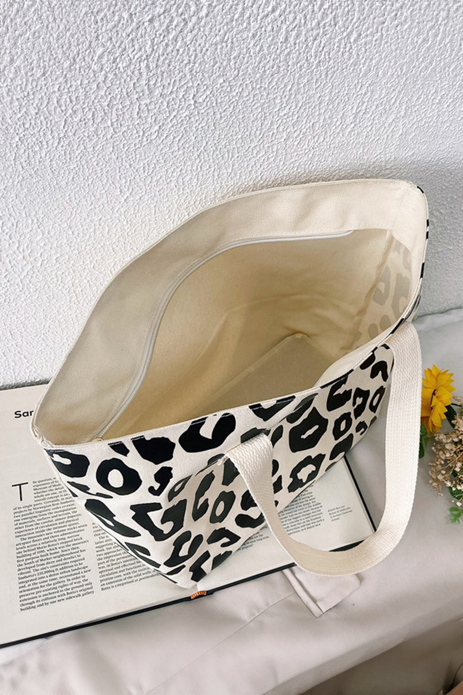 Black Leopard Print Canvas Tote Bag-Shoes & Bags/Handbags-[Adult]-[Female]-2022 Online Blue Zone Planet