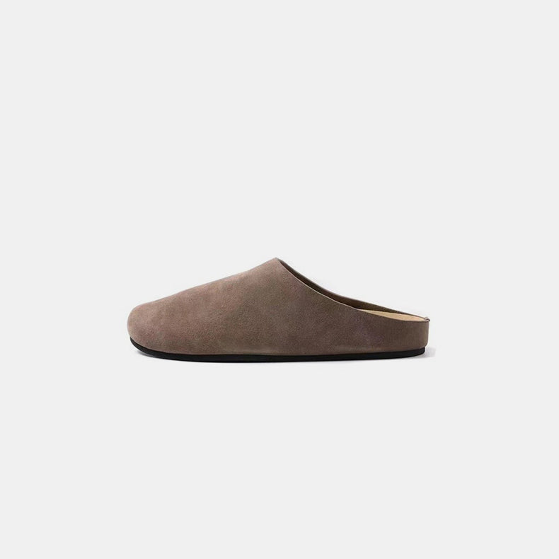 Blue Zone Planet | Suede Round Toe Slip-Ons-SHOES-[Adult]-[Female]-Taupe-35(US4)-2022 Online Blue Zone Planet