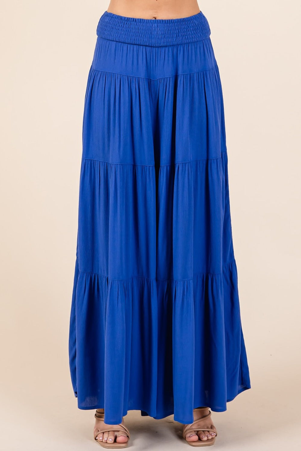 Blue Zone Planet | Mittoshop Tier Detail Smocked Elastic Waist Wide Leg Pants-TOPS / DRESSES-[Adult]-[Female]-2022 Online Blue Zone Planet