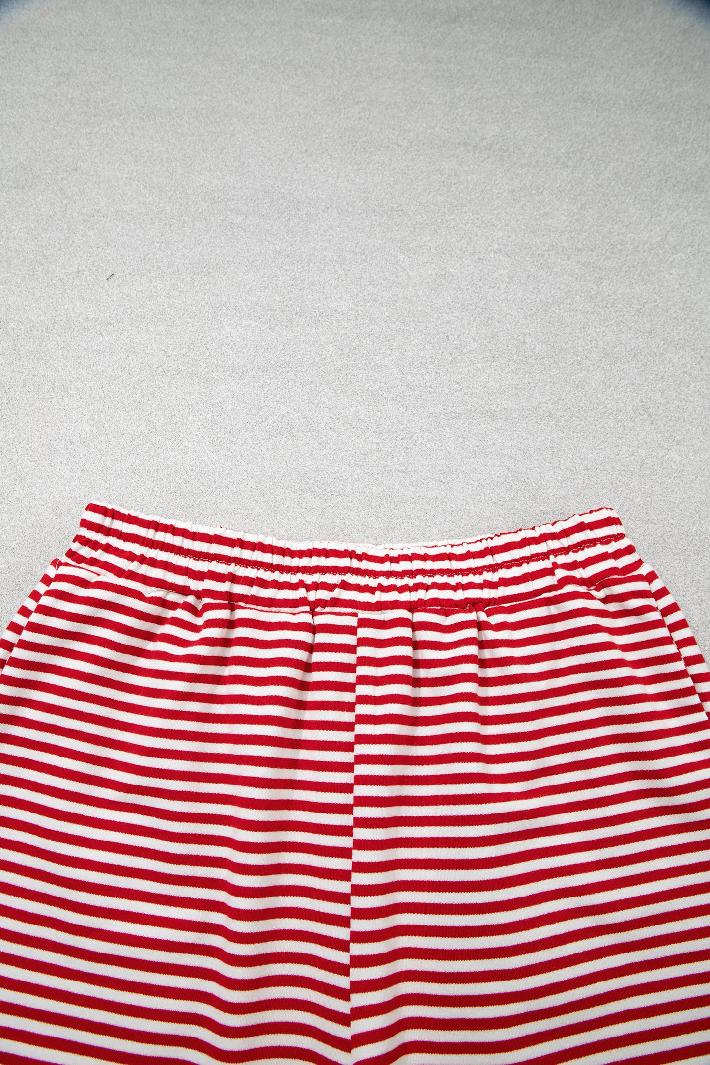 Red Stripe Oversize Mock Neck Sweatshirt and Shorts Set-Two Piece Sets/Short Sets-[Adult]-[Female]-2022 Online Blue Zone Planet