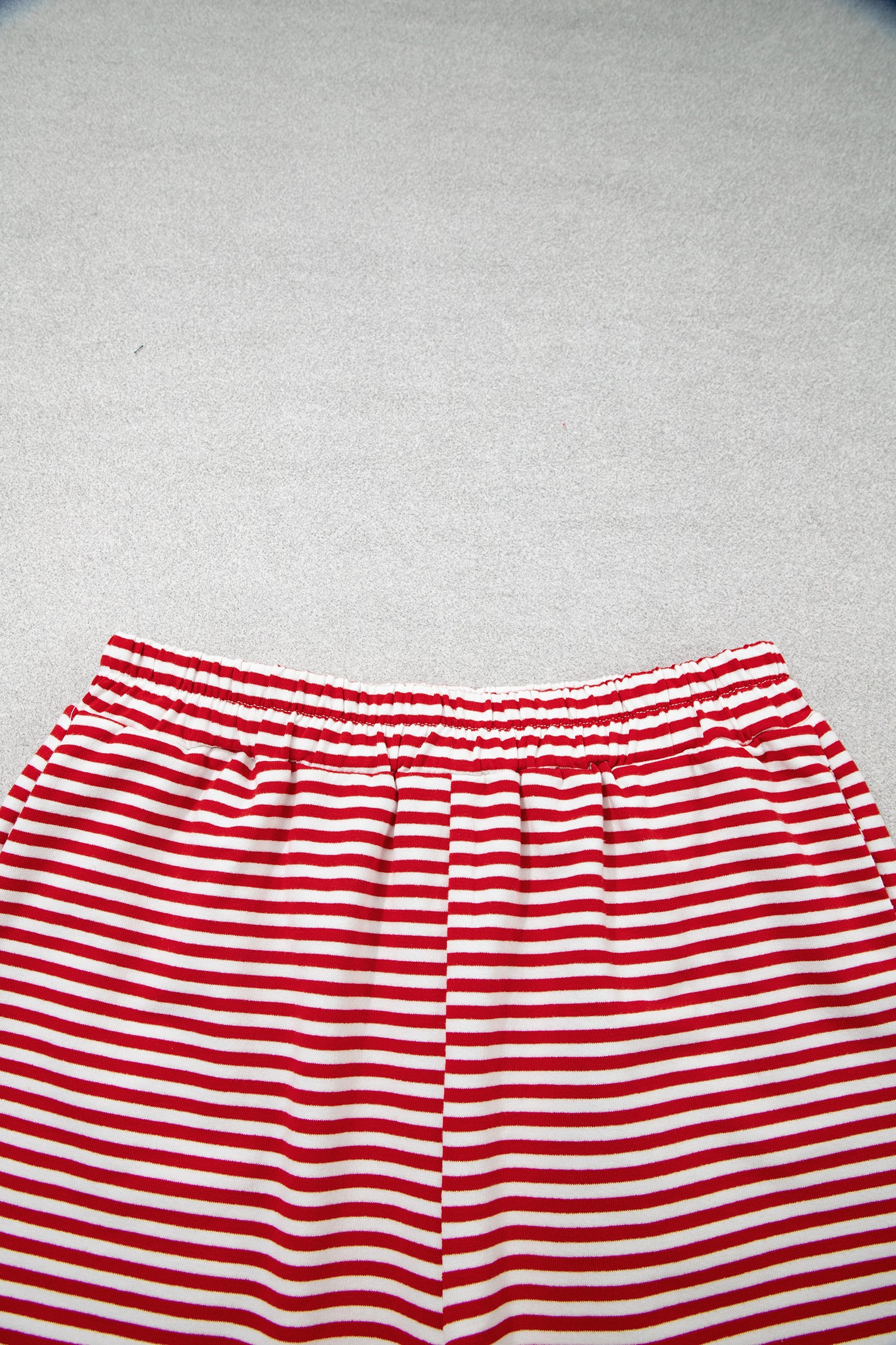 Red Stripe Oversize Mock Neck Sweatshirt and Shorts Set-Two Piece Sets/Short Sets-[Adult]-[Female]-2022 Online Blue Zone Planet