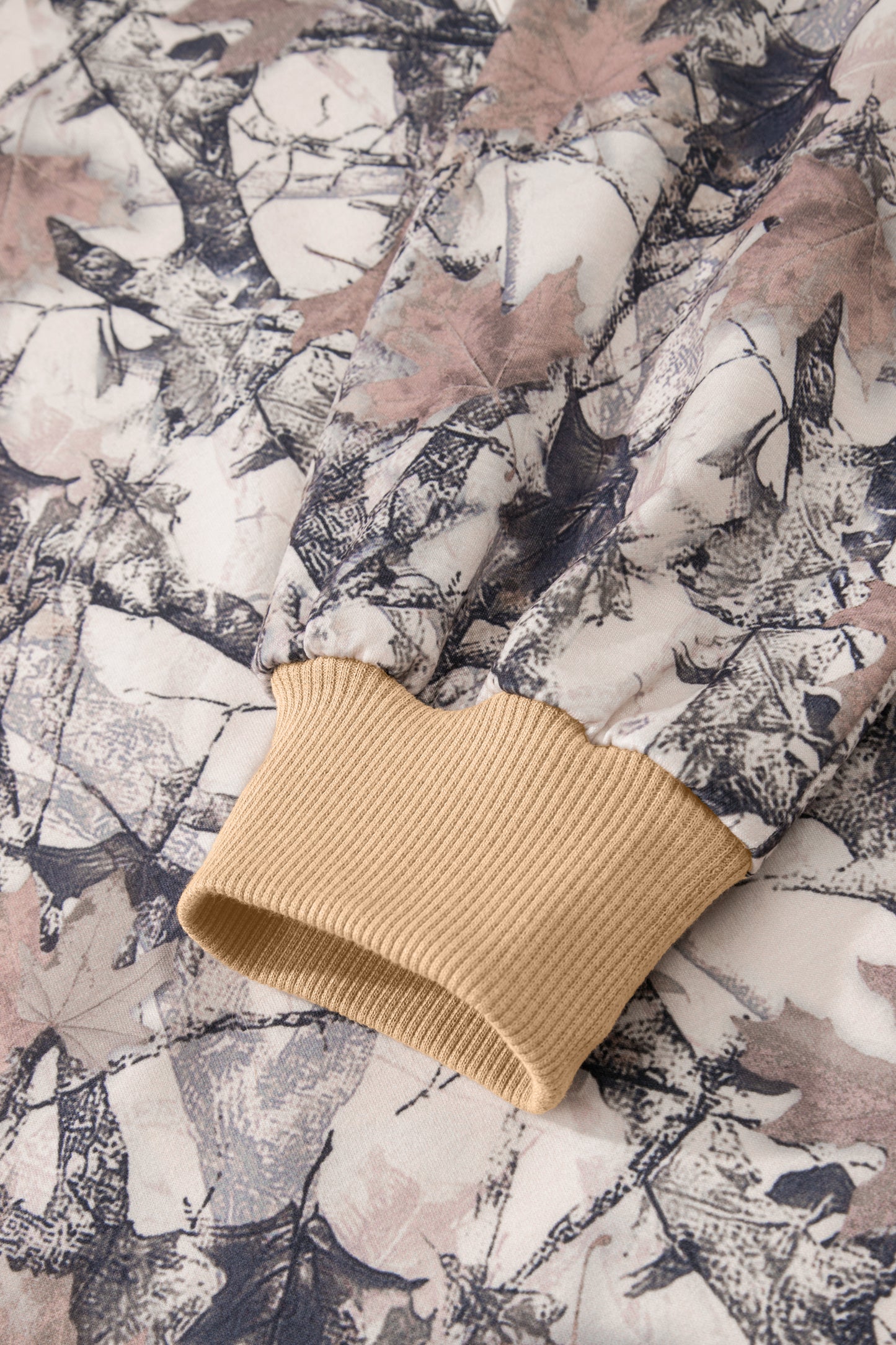 Khaki Woodland Camo Print Long Sleeve Top Casual Short Set-Two Piece Sets/Short Sets-[Adult]-[Female]-2022 Online Blue Zone Planet