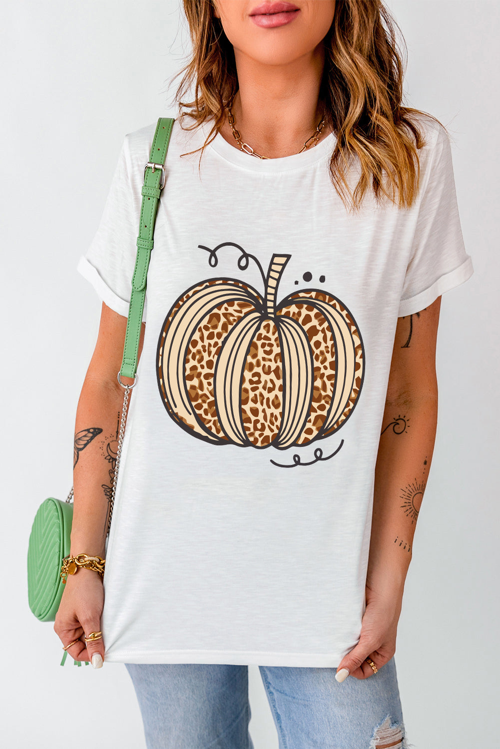 Pumpkin Round Neck Short Sleeve T-Shirt-TOPS / DRESSES-[Adult]-[Female]-2022 Online Blue Zone Planet