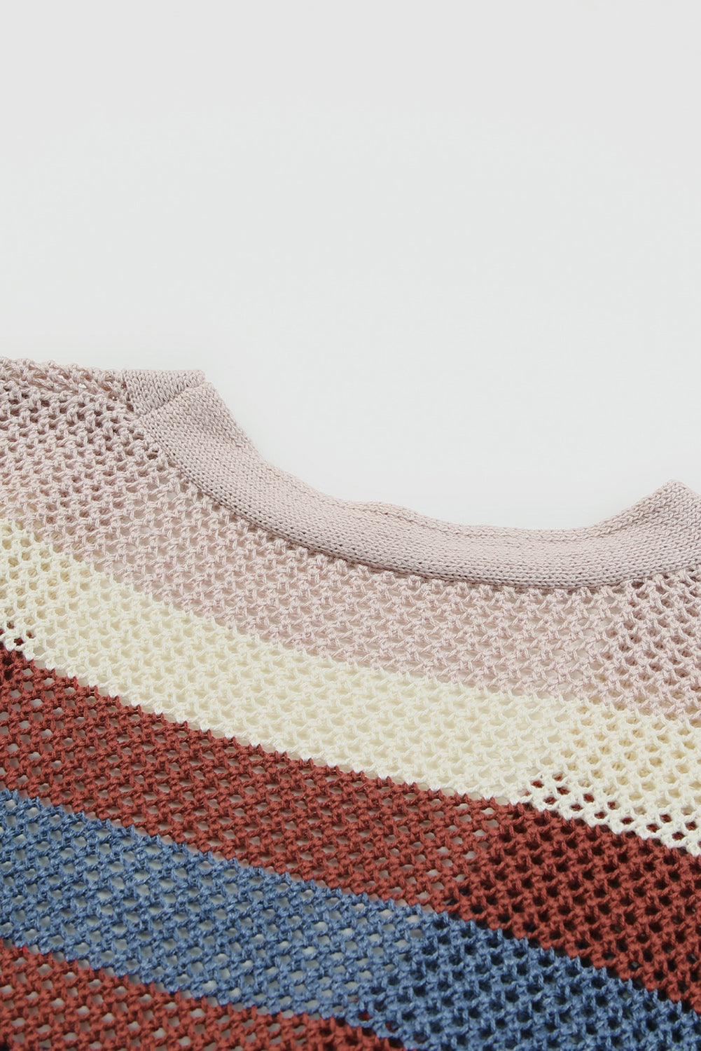Blue Striped Color Block Hollowed Knit Cardigan-Sale (50% OFF)/30% OFF-[Adult]-[Female]-2022 Online Blue Zone Planet