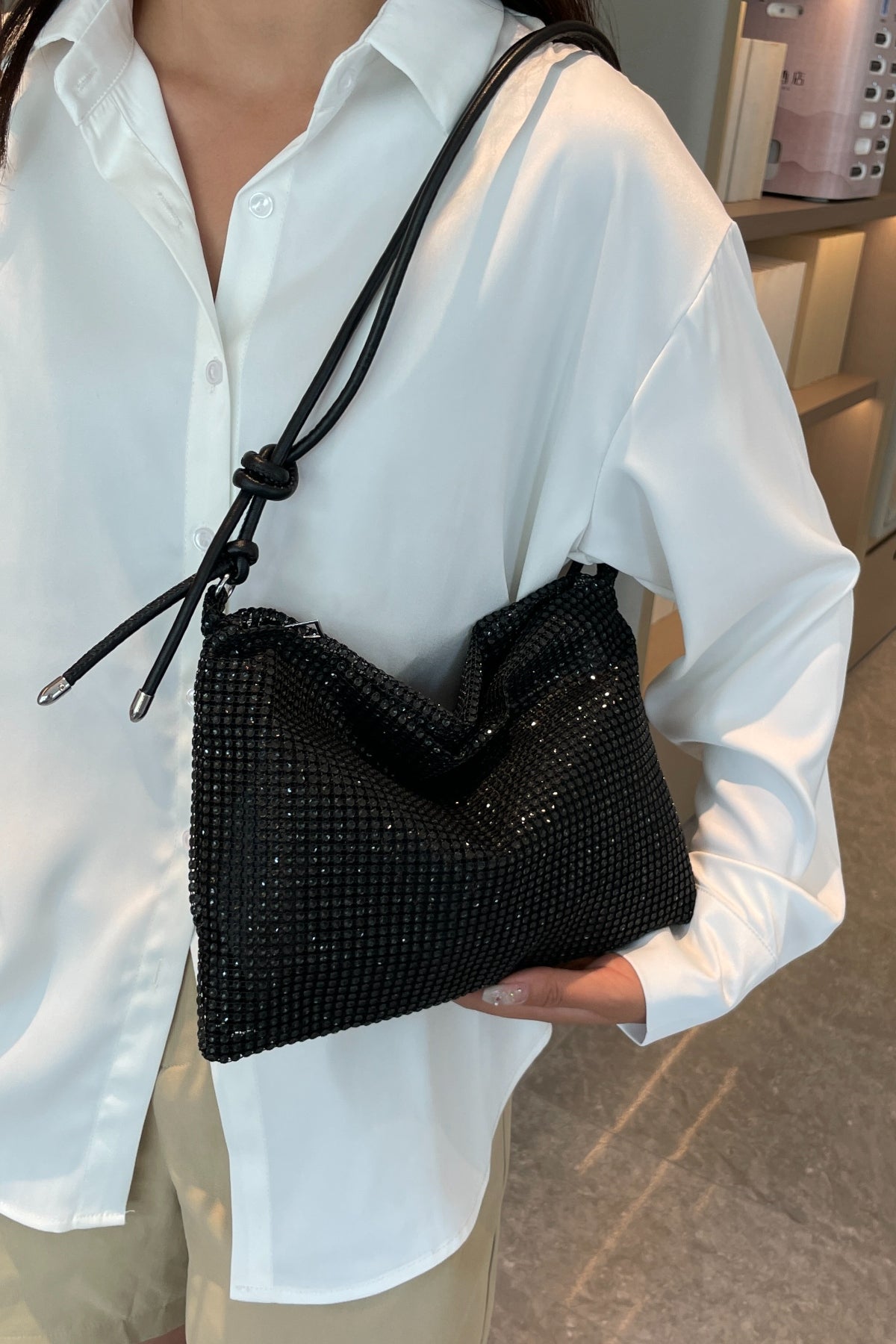 Rhinestone Knotted Strap Crossbody Bag-HANDBAGS-[Adult]-[Female]-2022 Online Blue Zone Planet