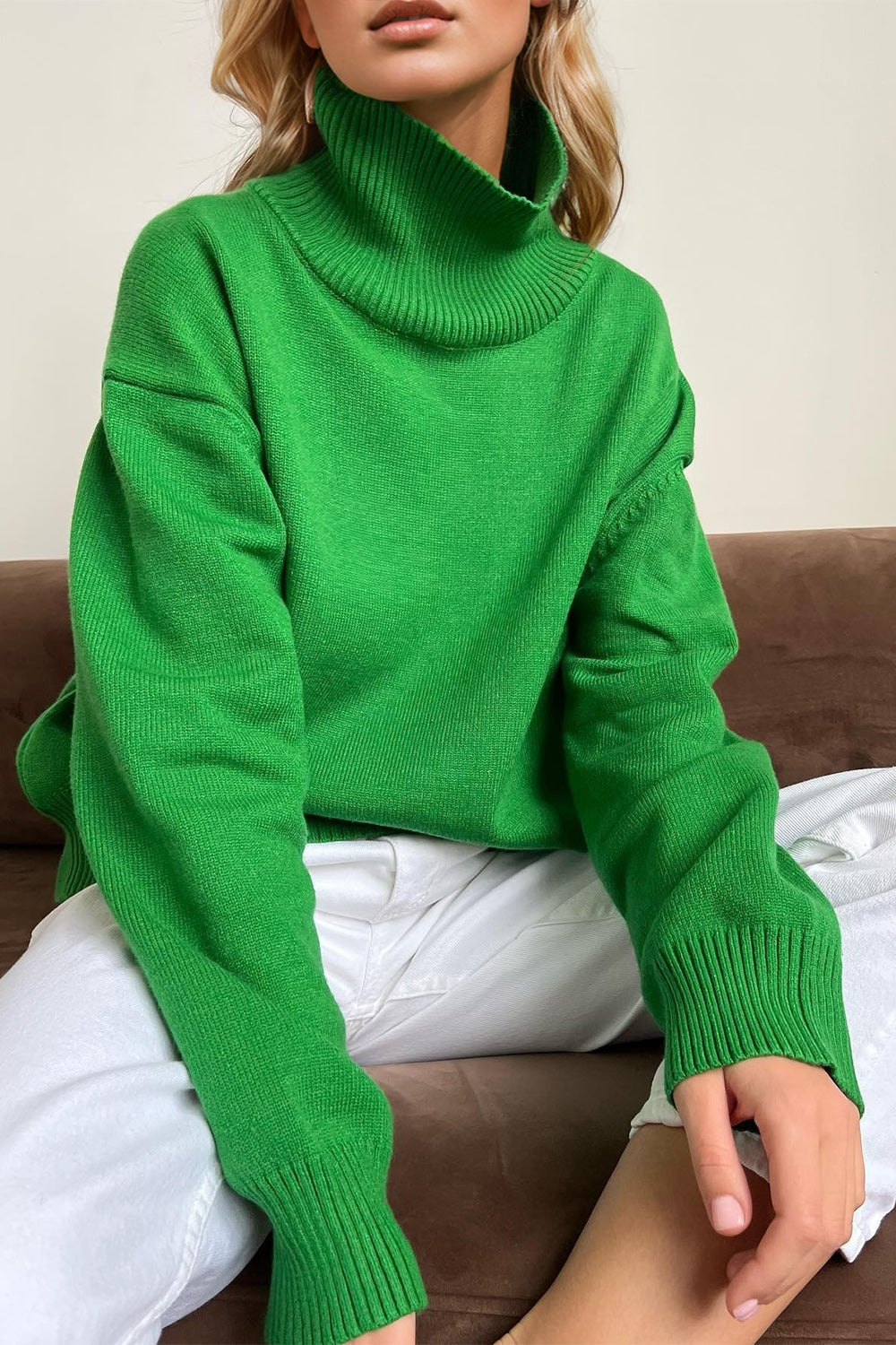 Basic Bae Turtleneck Dropped Shoulder Long Sleeve Sweater-TOPS / DRESSES-[Adult]-[Female]-2022 Online Blue Zone Planet