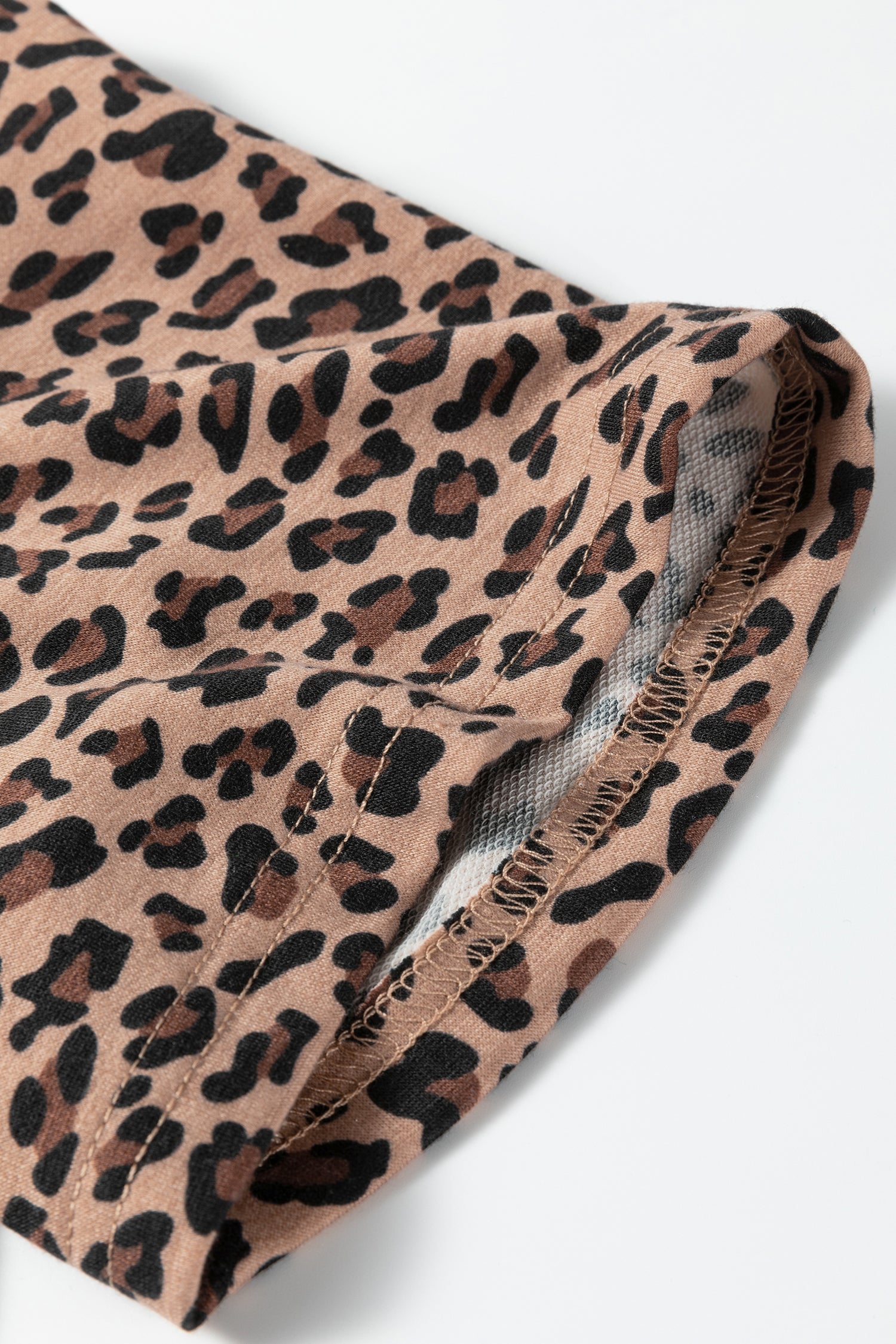 Brown Leopard Loose Tee Drawstring Waist Barrel Pants Set-Two Piece Sets/Pant Sets-[Adult]-[Female]-2022 Online Blue Zone Planet