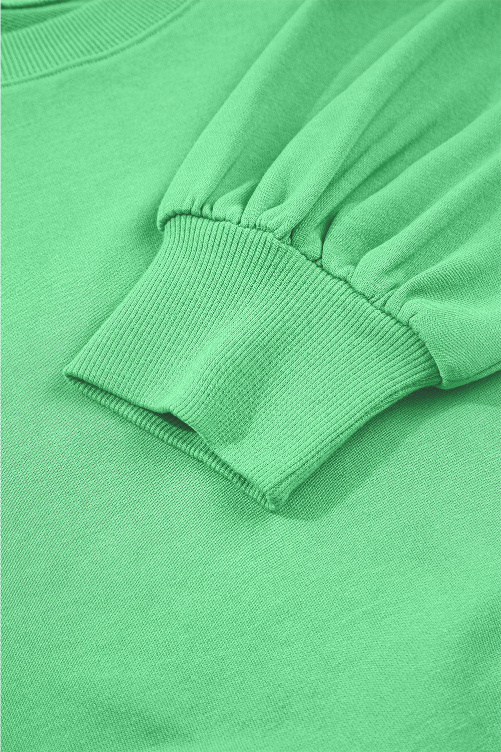 Bright Green Drop Shoulder Puff Sleeve Crop Pullover Drawstring Wide Leg Pants Set-Two Piece Sets/Pant Sets-[Adult]-[Female]-2022 Online Blue Zone Planet