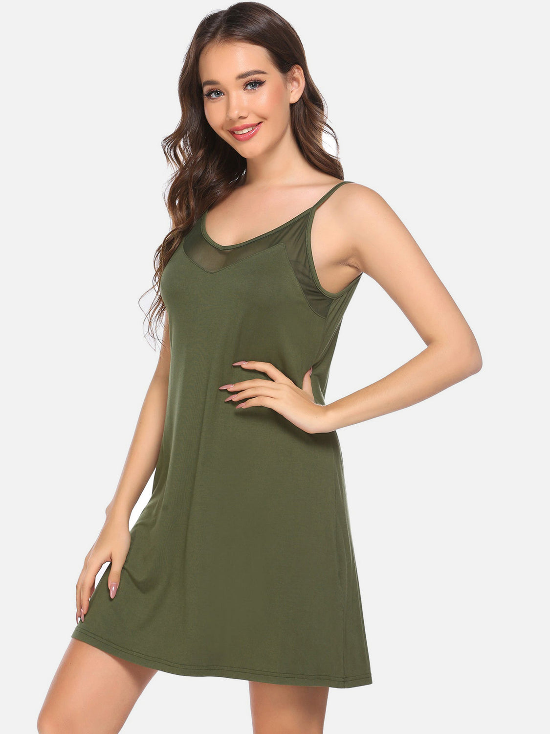 Scoop Neck Spaghetti Strap Lounge Dress-TOPS / DRESSES-[Adult]-[Female]-2022 Online Blue Zone Planet