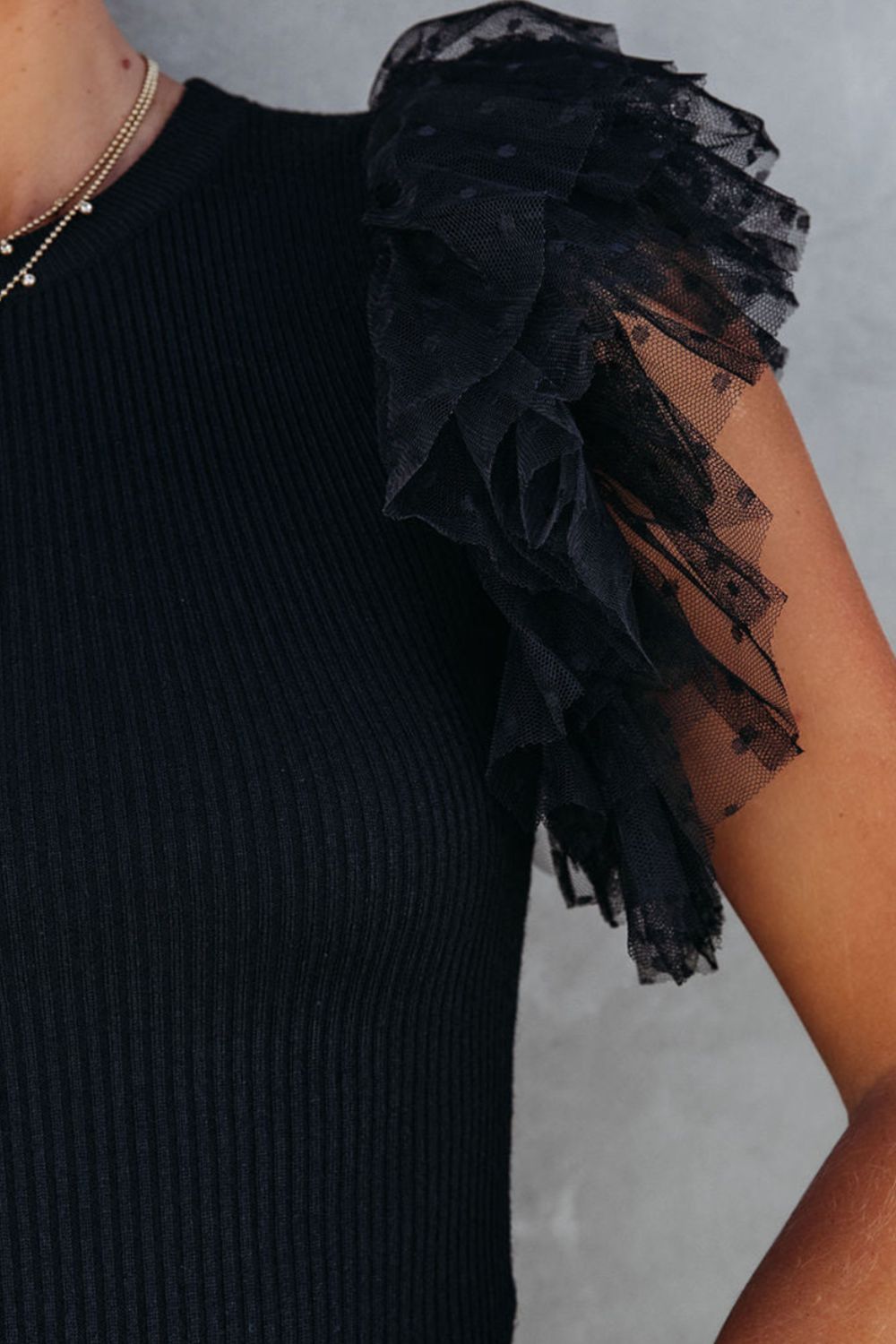 Ruffled Round Neck Cap Sleeve Blouse-TOPS / DRESSES-[Adult]-[Female]-2022 Online Blue Zone Planet