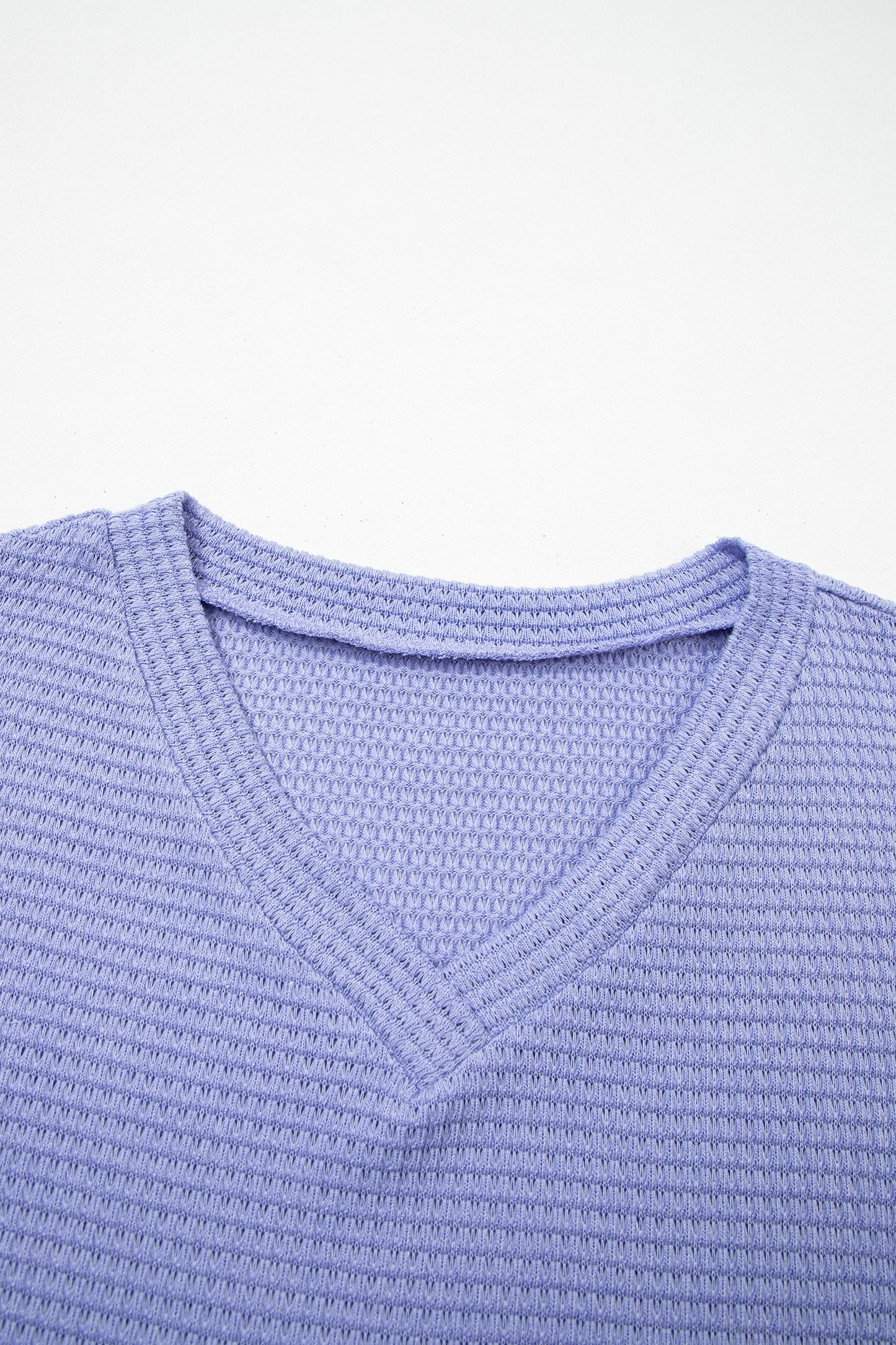 Clearly Aqua Waffle V Neck Short Sleeve Knit Top-Tops/Tops & Tees-[Adult]-[Female]-2022 Online Blue Zone Planet