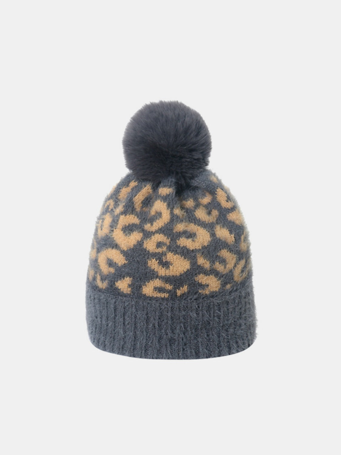 Leopard Hat with Pompom-TOPS / DRESSES-[Adult]-[Female]-Dark Gray-One Size-2022 Online Blue Zone Planet