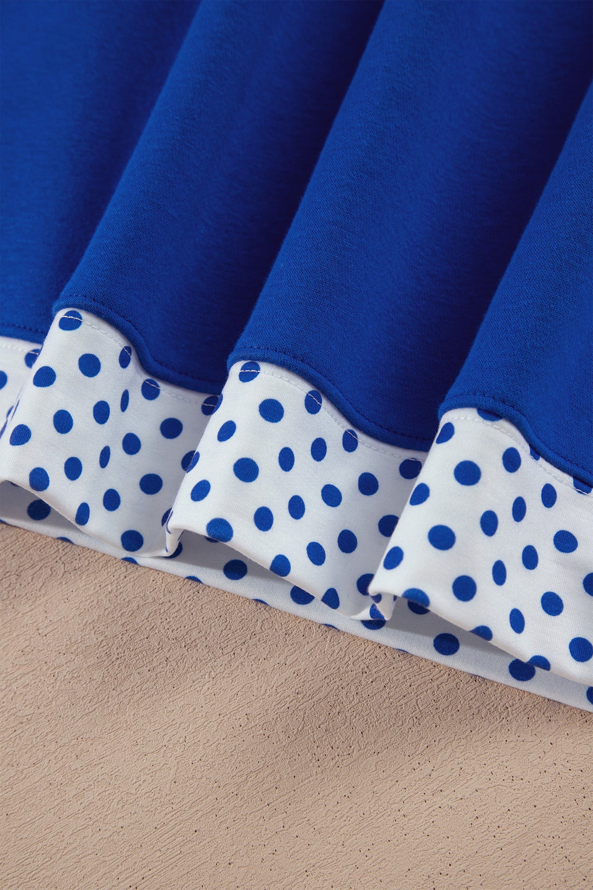 Dark Blue Polka Dot Trim Baggy Pullover 2pcs Short Set-Two Piece Sets/Short Sets-[Adult]-[Female]-2022 Online Blue Zone Planet