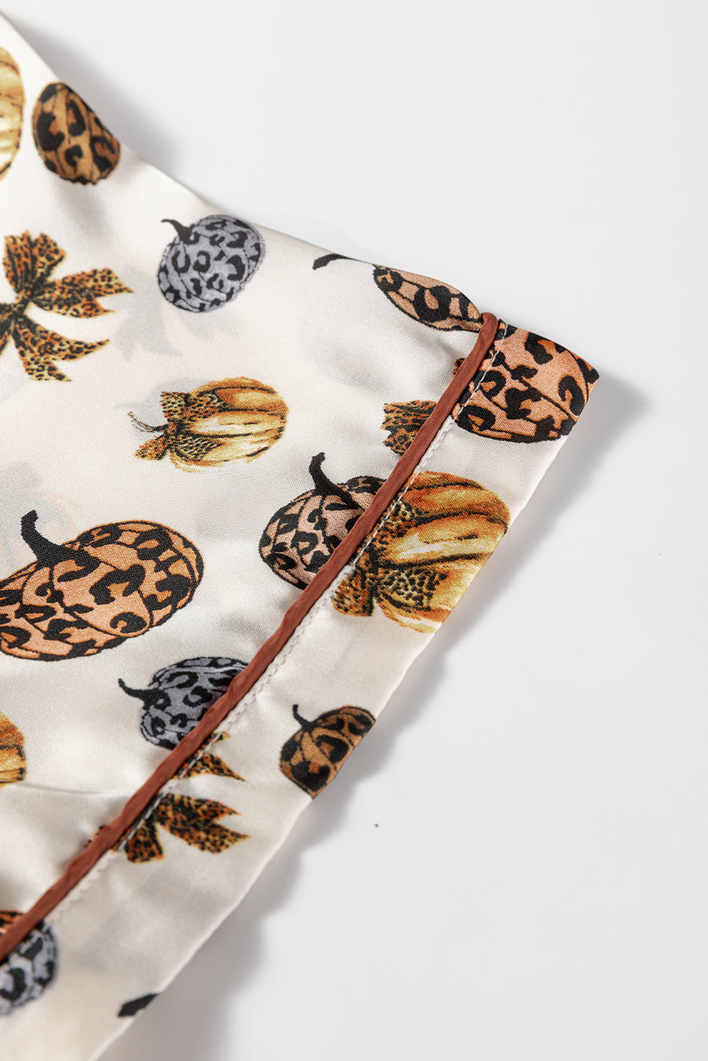 Beige Leopard Pumpkin Allover Halloween 2pcs Pajama Set-Loungewear & Sleepwear/Sleepwear-[Adult]-[Female]-2022 Online Blue Zone Planet