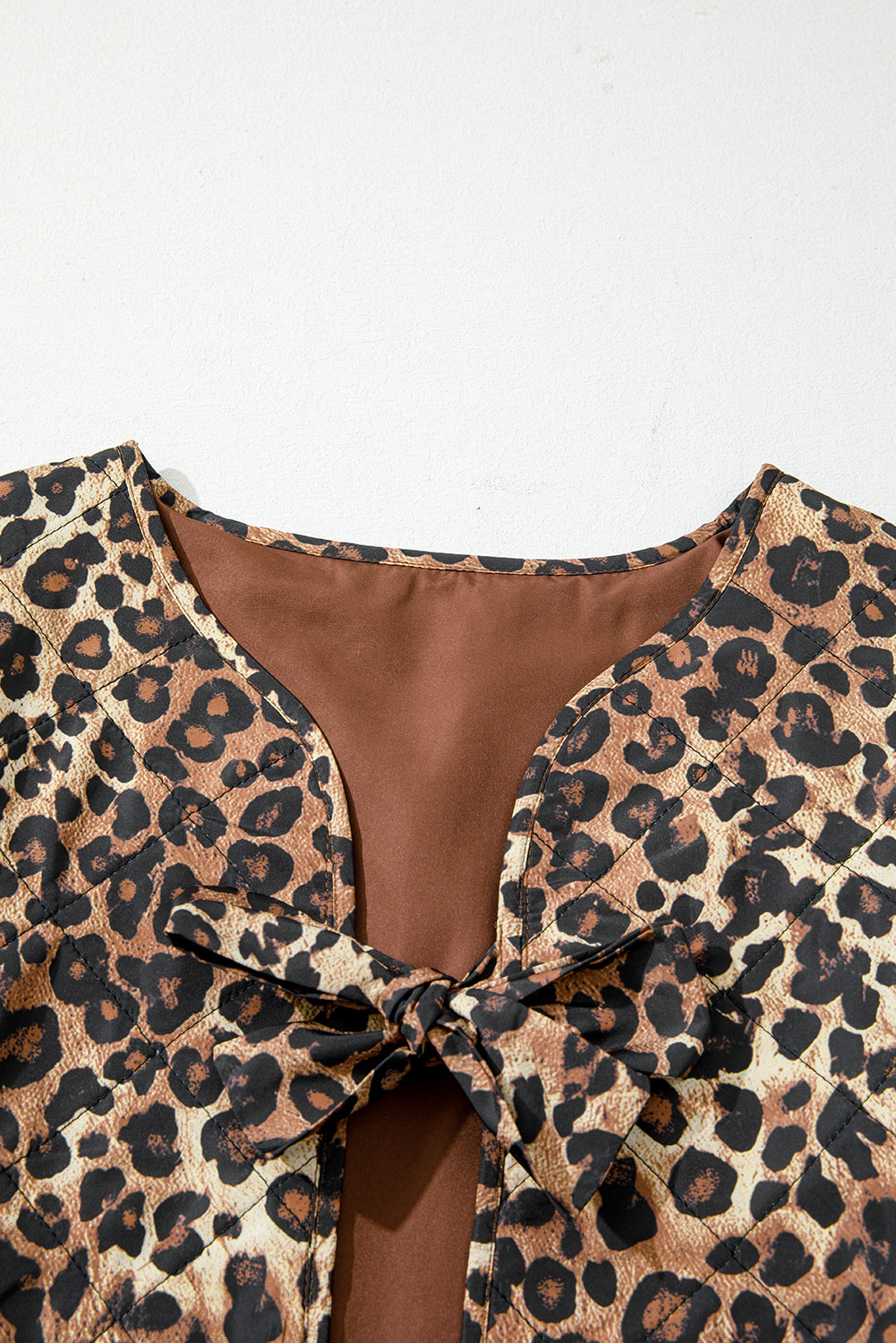 Khaki Leopard Quilted Tie Front Jacket-Outerwear/Jackets-[Adult]-[Female]-2022 Online Blue Zone Planet