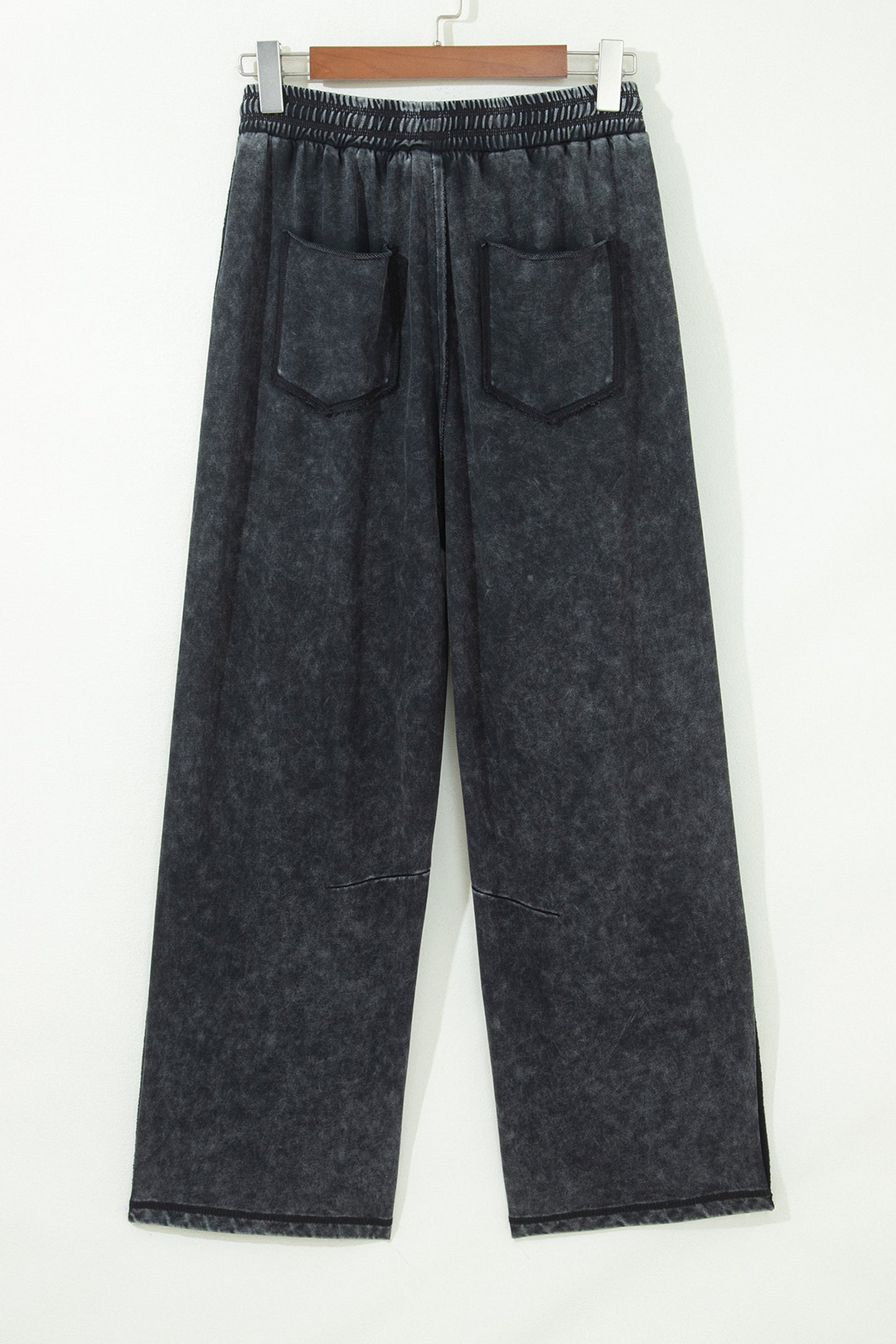 Black Mineral Wash Raw Seam Drawstring Elastic Waist Barrel Pants-Bottoms/Pants & Culotte-[Adult]-[Female]-2022 Online Blue Zone Planet