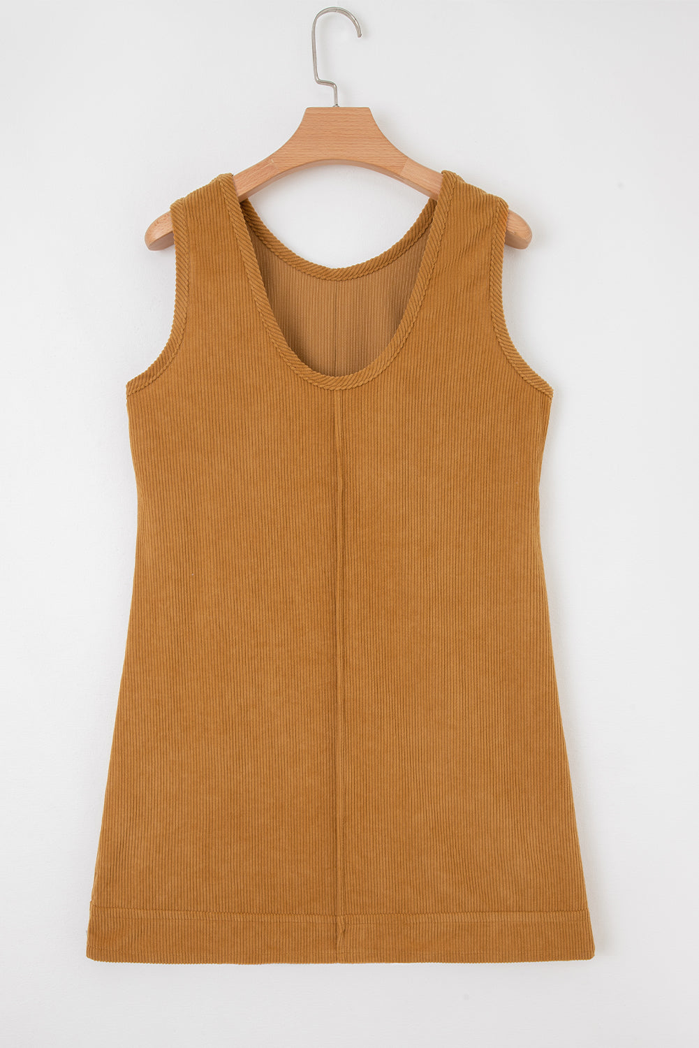 Beige Corduroy Sleeveless Mini Dress With Patched Pockets-TOPS / DRESSES-[Adult]-[Female]-2022 Online Blue Zone Planet