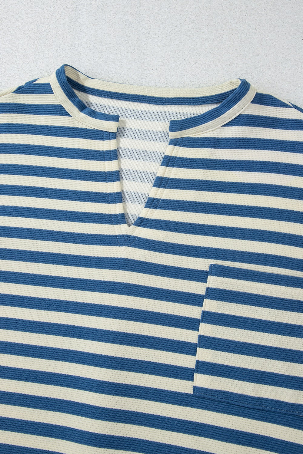Stripe Chest Pocket Notched Top-TOPS / DRESSES-[Adult]-[Female]-2022 Online Blue Zone Planet