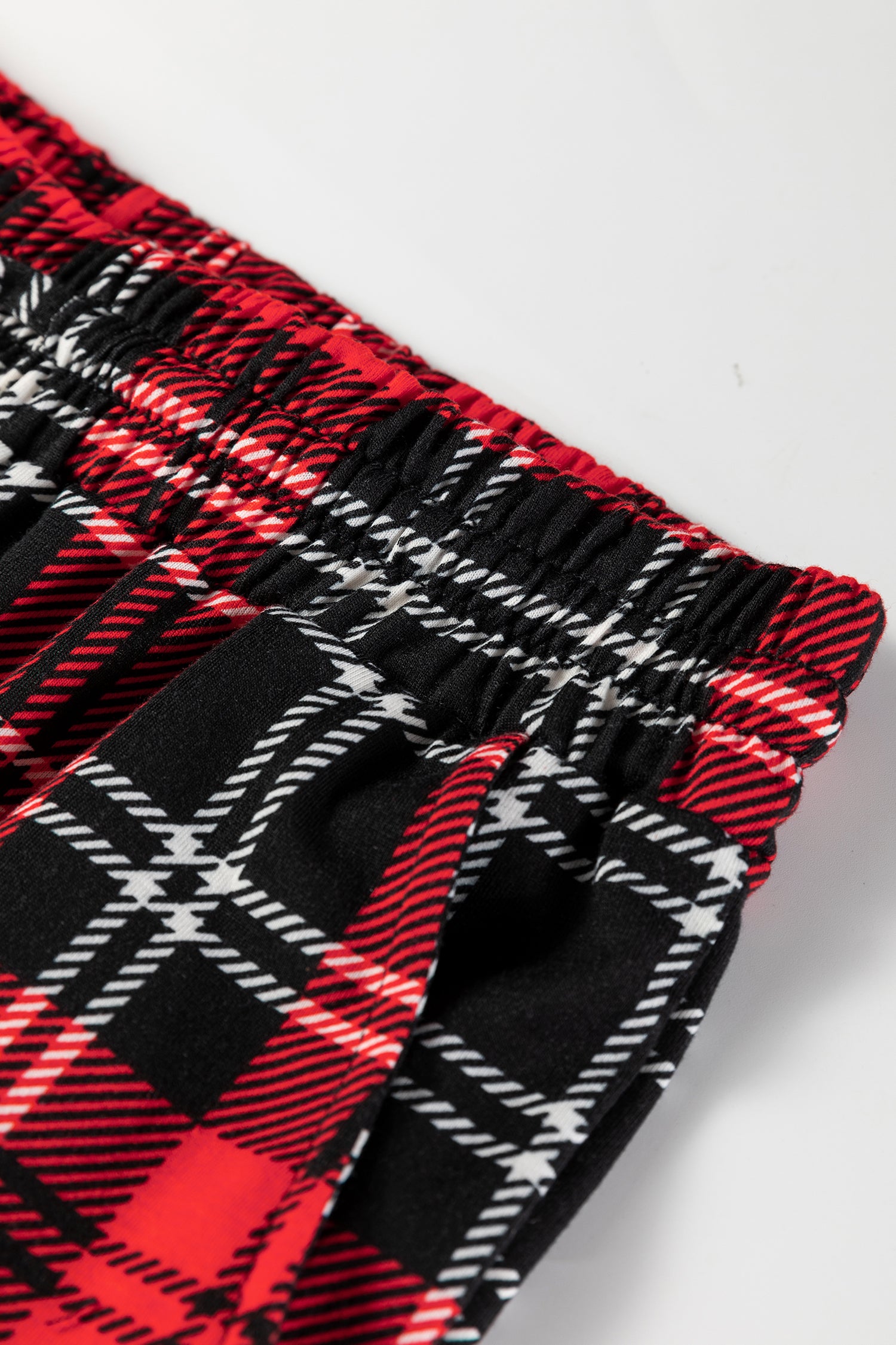 Red Festive Plaid Print Round Neck Long Sleeve and Pants 2 Piece Lounge Set-Loungewear & Sleepwear/Loungewear-[Adult]-[Female]-2022 Online Blue Zone Planet