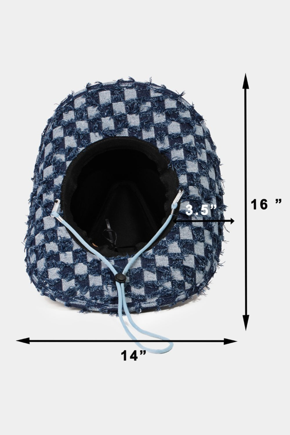 Fame Checkered Fringe Denim Cowboy Hat-HATS-[Adult]-[Female]-2022 Online Blue Zone Planet