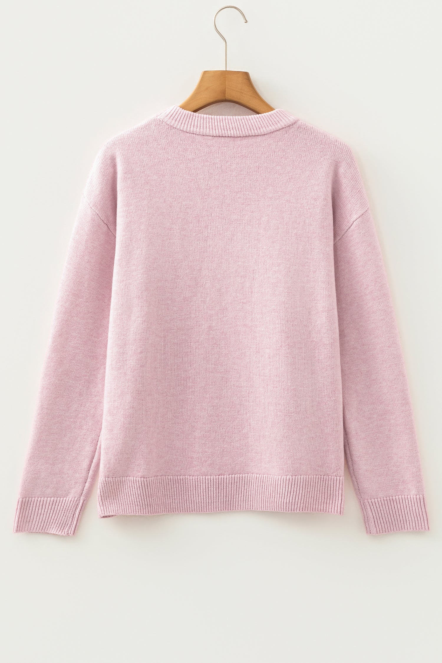 Pink Corded Love Script Graphic Baggy Sweater-TOPS / DRESSES-[Adult]-[Female]-2022 Online Blue Zone Planet