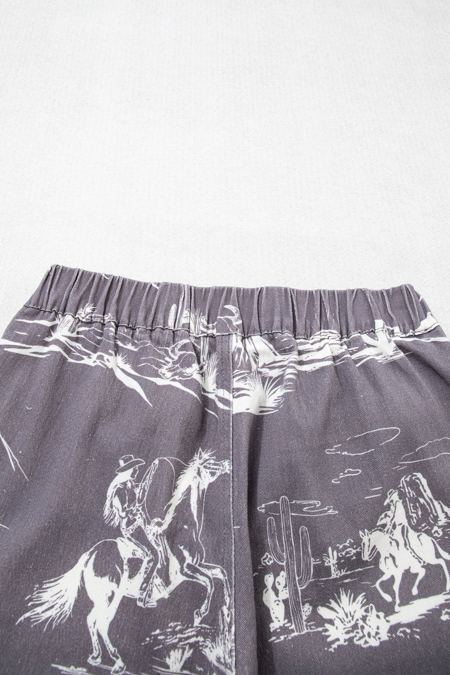Gray Wild West Riding Vintage Printed Shift Jeans-Bottoms/Jeans-[Adult]-[Female]-2022 Online Blue Zone Planet