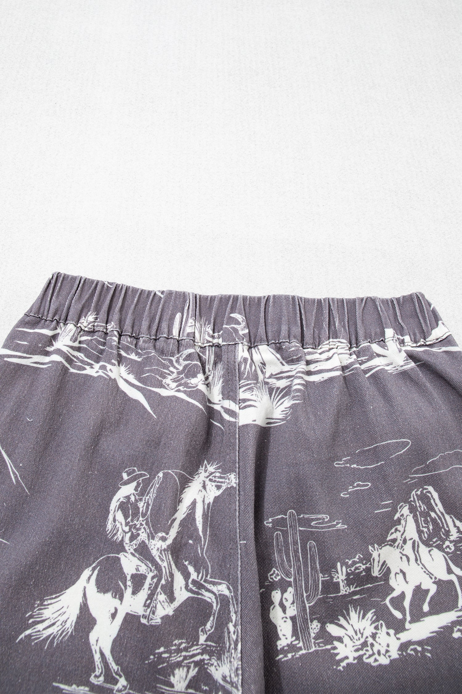 Gray Wild West Riding Vintage Printed Shift Jeans-Bottoms/Jeans-[Adult]-[Female]-2022 Online Blue Zone Planet