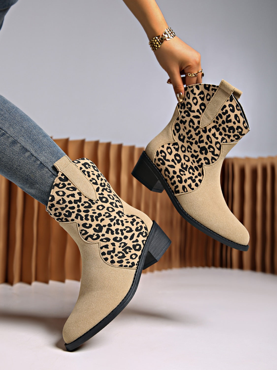 Leopard Suede Block Heel Boots-BOOTS-[Adult]-[Female]-2022 Online Blue Zone Planet