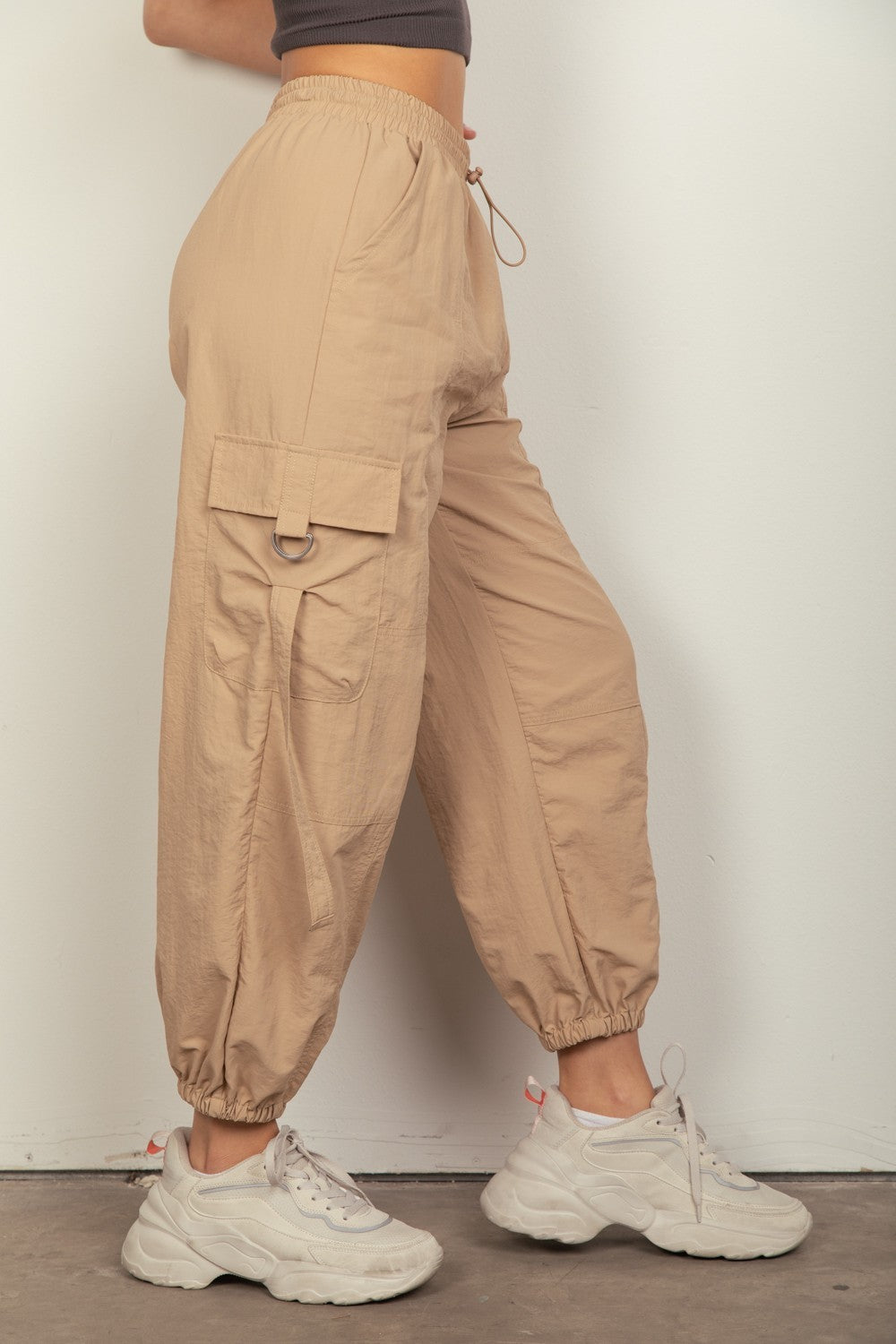 Blue Zone Planet | VERY J Elastic Waist Woven Cargo Pants-TOPS / DRESSES-[Adult]-[Female]-2022 Online Blue Zone Planet