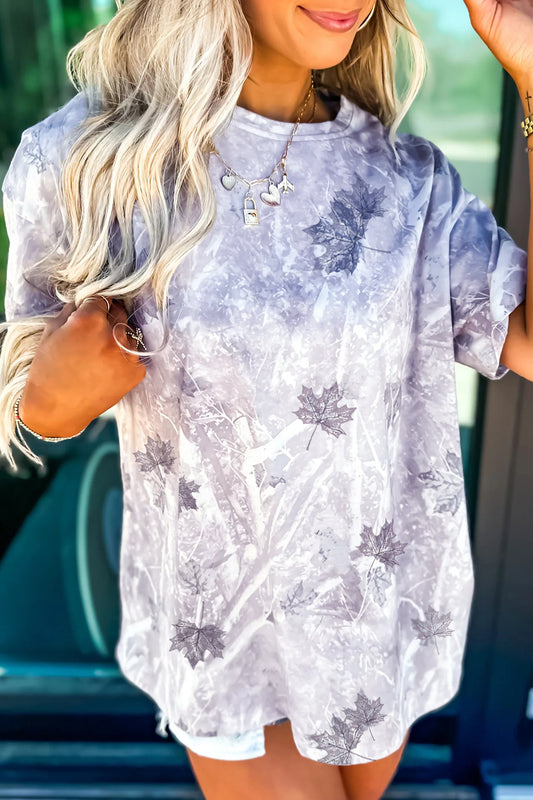 Gray Camouflage Woodland Print Drop Shoulder Tunic Tee-Tops/Tops & Tees-[Adult]-[Female]-Gray-S-2022 Online Blue Zone Planet