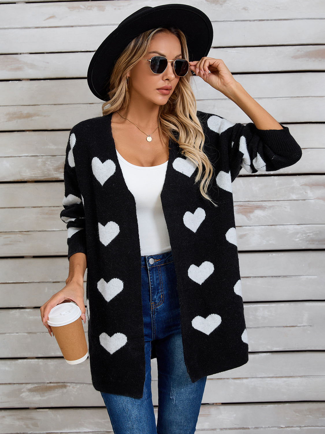 Angel Wings Heart Open Front Long Sleeve Cardigan-TOPS / DRESSES-[Adult]-[Female]-2022 Online Blue Zone Planet