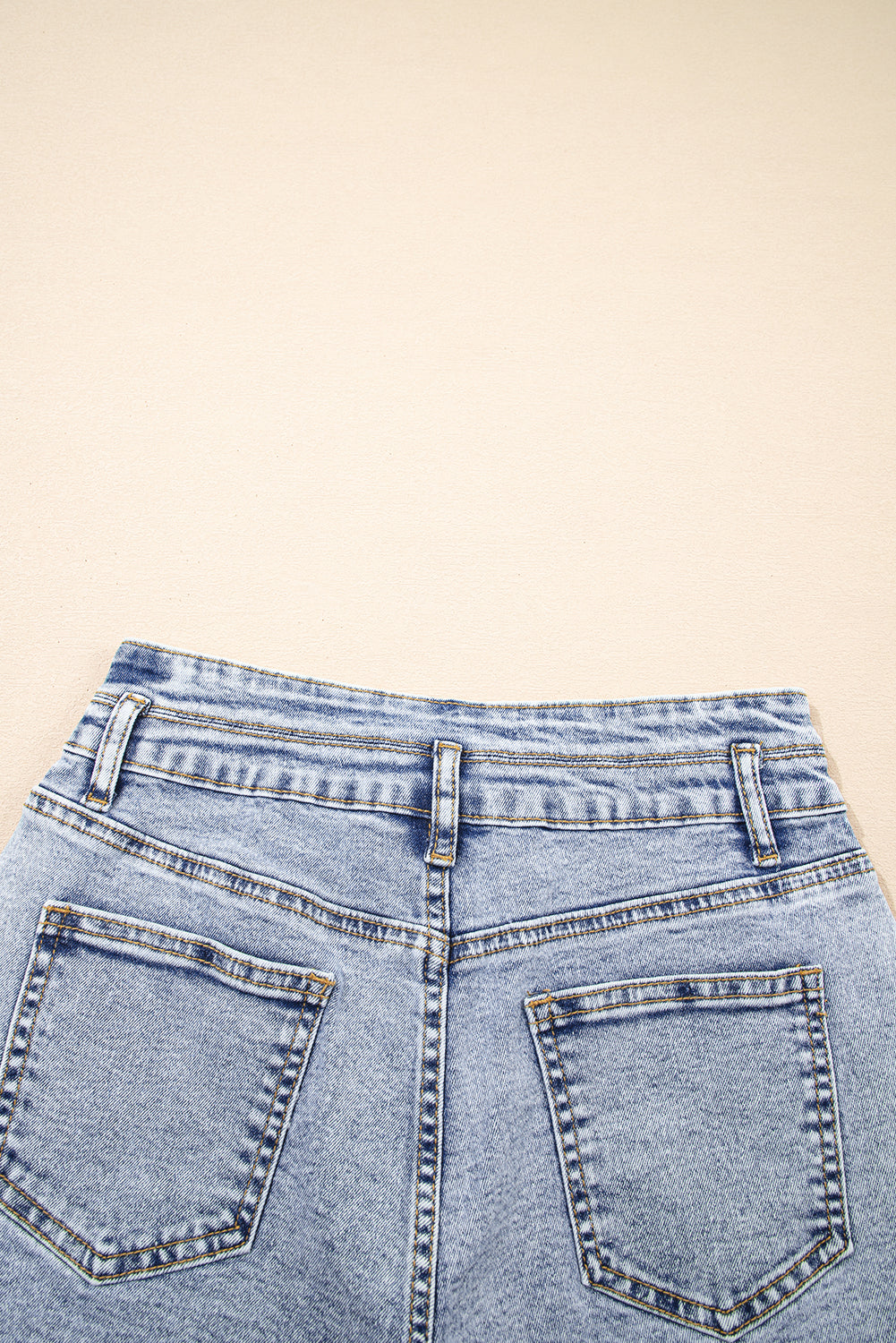 Beau Blue Rhinestone Light Wash Raw Hem High Waist Denim Shorts-Bottoms/Denim Shorts-[Adult]-[Female]-2022 Online Blue Zone Planet