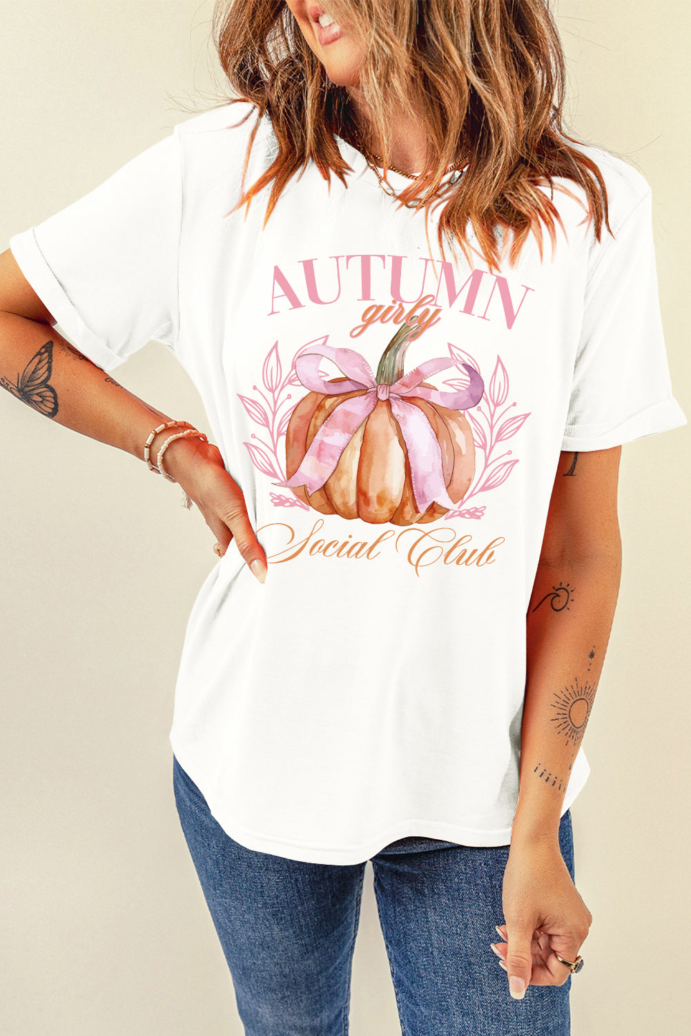 Pumpkin Graphic Round Neck Short Sleeve T-Shirt-TOPS / DRESSES-[Adult]-[Female]-2022 Online Blue Zone Planet