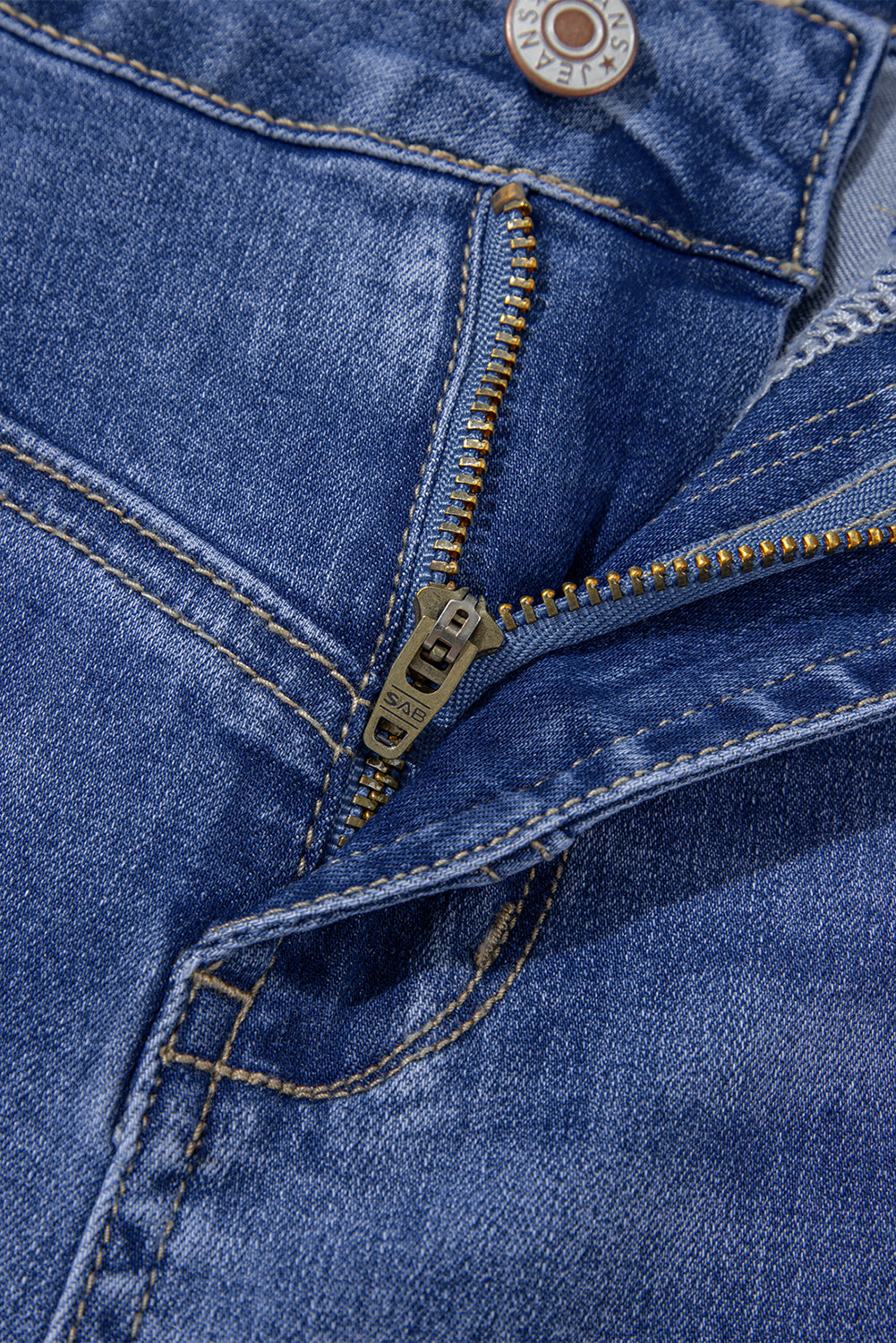Beau Blue Tailored Center Seam Detail Straight Loose High Rise Jeans-Bottoms/Jeans-[Adult]-[Female]-2022 Online Blue Zone Planet