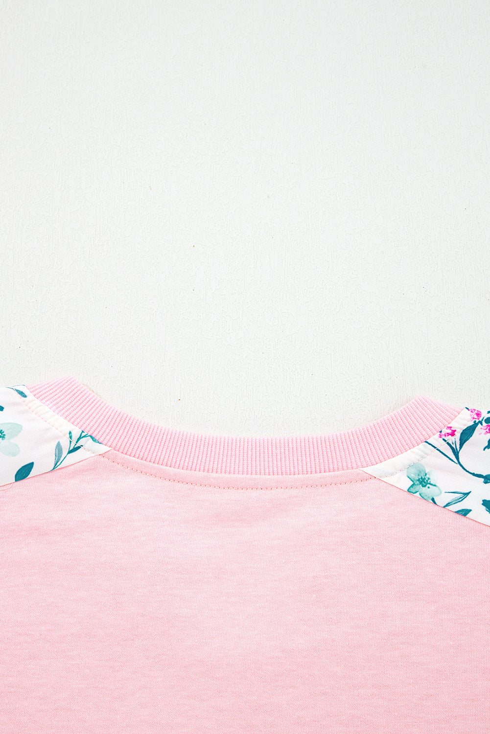 Light Pink Floral Colorblock Patchwork Chest Pocket Notched Neck Long Sleeve Top-Tops/Long Sleeve Tops-[Adult]-[Female]-2022 Online Blue Zone Planet