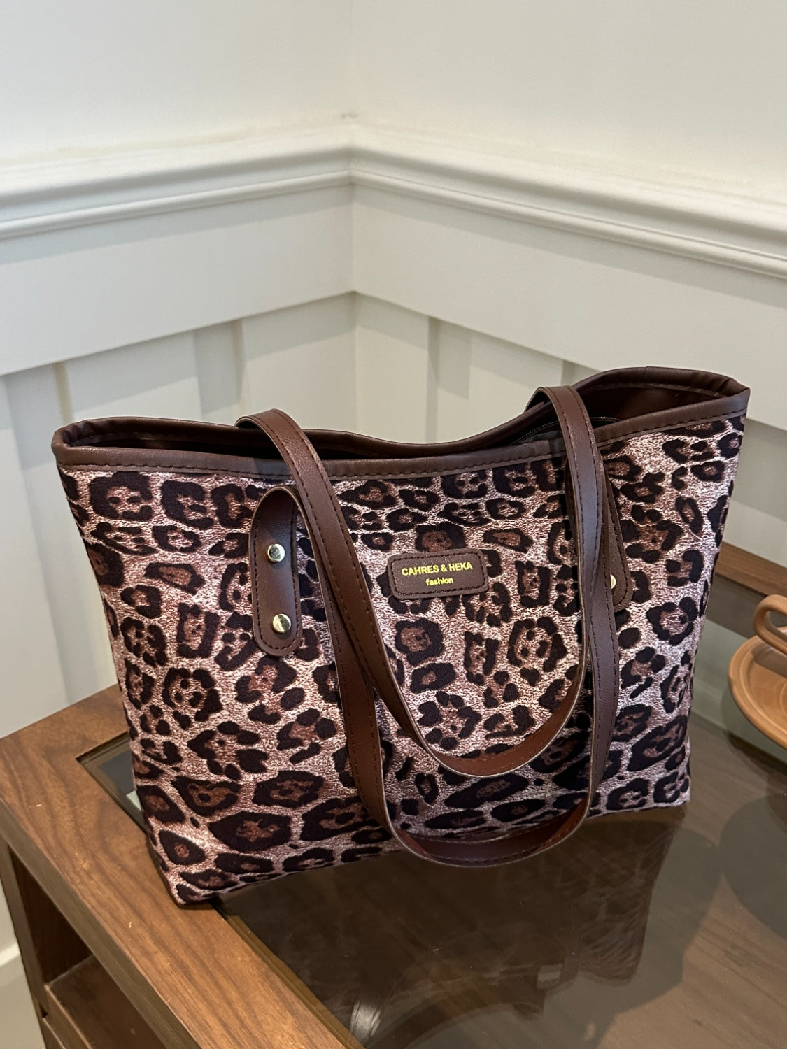 Leopard Polyester Tote Bag-HANDBAGS-[Adult]-[Female]-Pink-One Size-2022 Online Blue Zone Planet