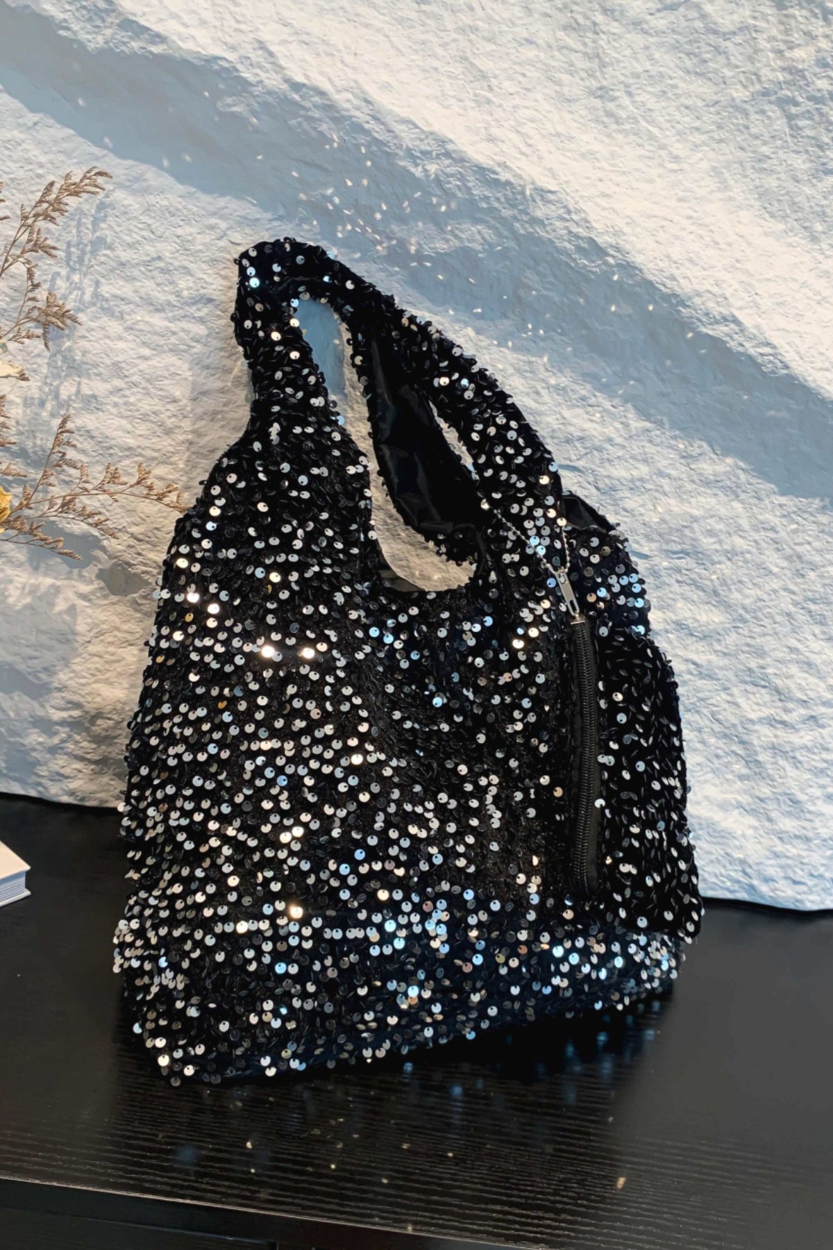 Sequin Polyester Handbag-HANDBAGS-[Adult]-[Female]-2022 Online Blue Zone Planet