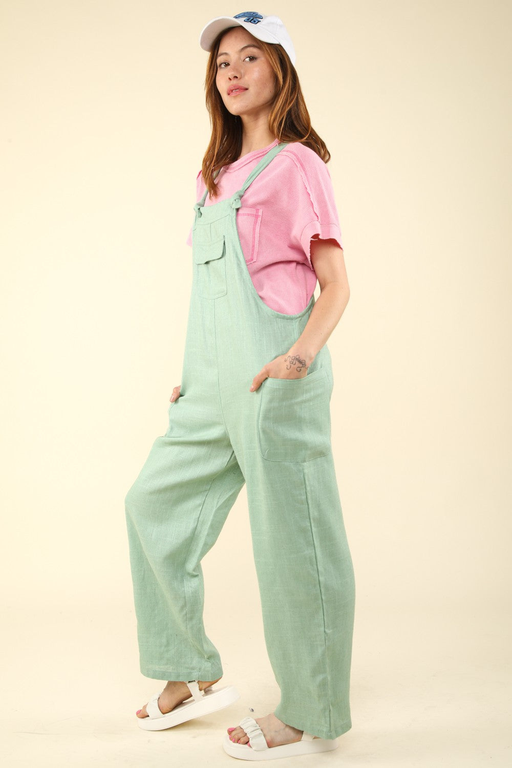 VERY J Knot Strap Jumpsuit with Pockets-TOPS / DRESSES-[Adult]-[Female]-2022 Online Blue Zone Planet