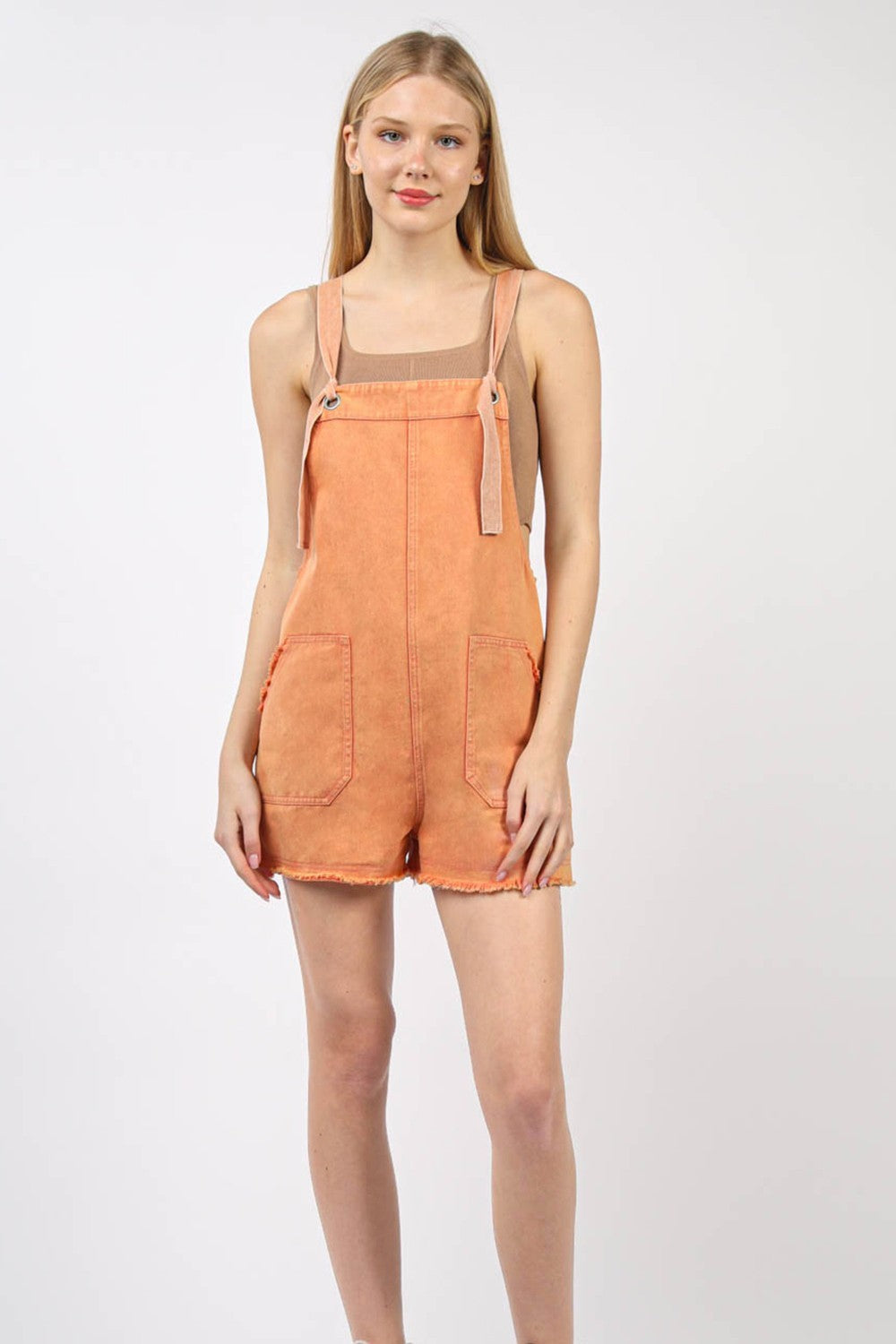 VERY J Washed Frayed Hem Denim Overall-TOPS / DRESSES-[Adult]-[Female]-2022 Online Blue Zone Planet