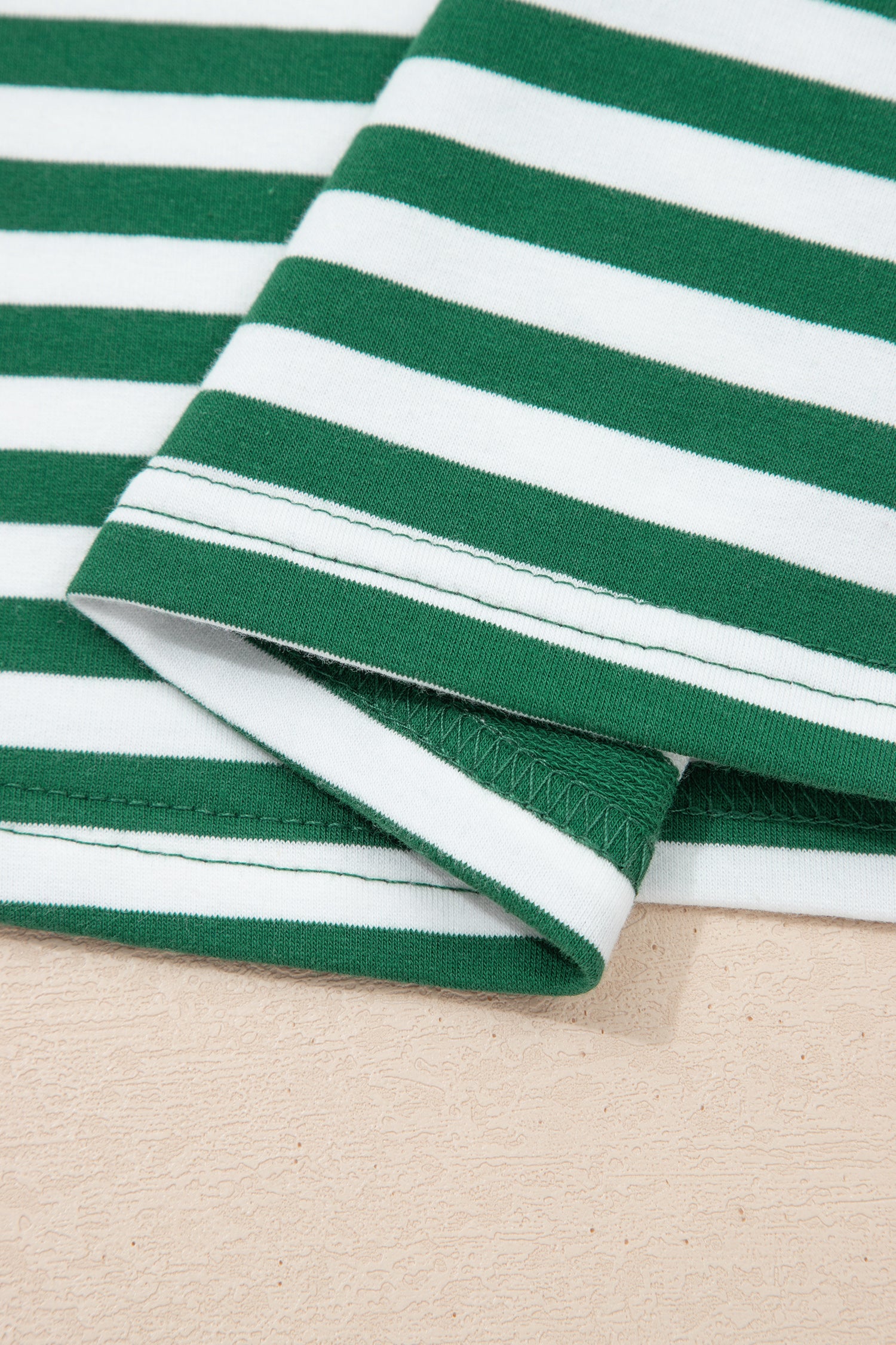 Green Stripe Drop Shoulder Boxy Casual Terry Short Set-Two Piece Sets/Short Sets-[Adult]-[Female]-2022 Online Blue Zone Planet
