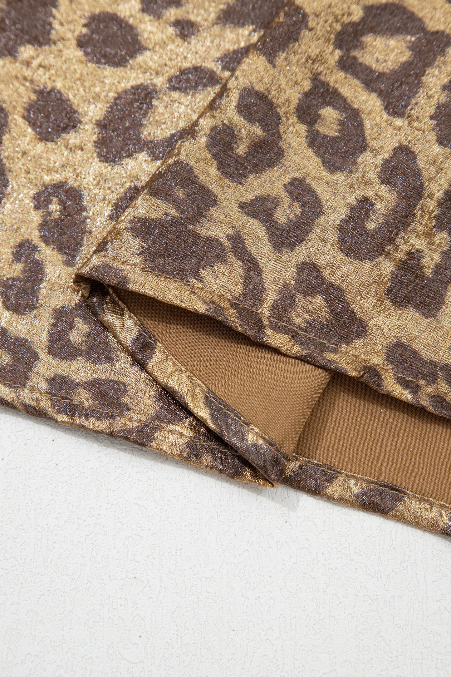 Gold Half Sleeve Metallic Leopard Print Blouse-Tops/Blouses & Shirts-[Adult]-[Female]-2022 Online Blue Zone Planet