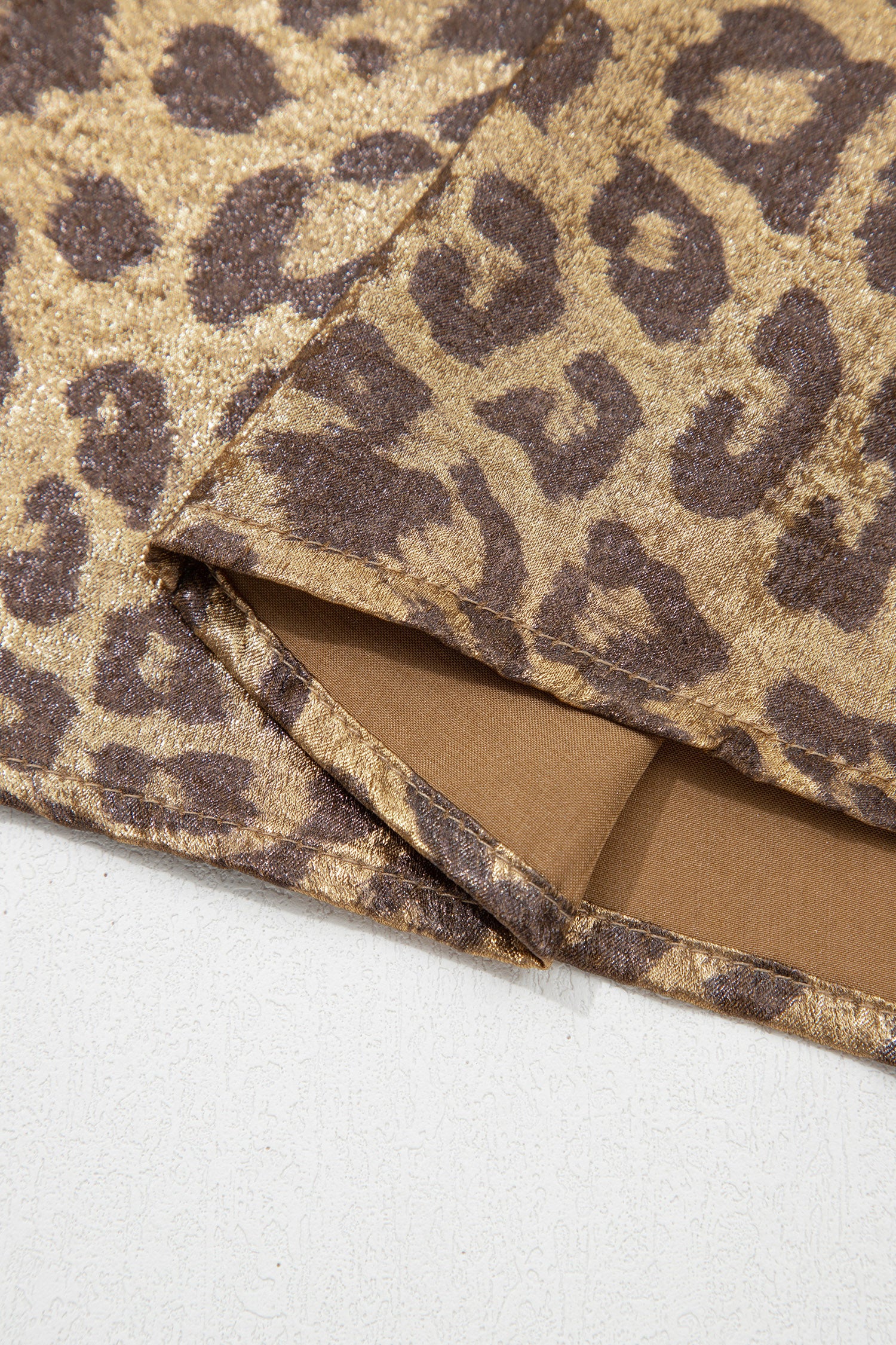 Gold Half Sleeve Metallic Leopard Print Blouse-Tops/Blouses & Shirts-[Adult]-[Female]-2022 Online Blue Zone Planet