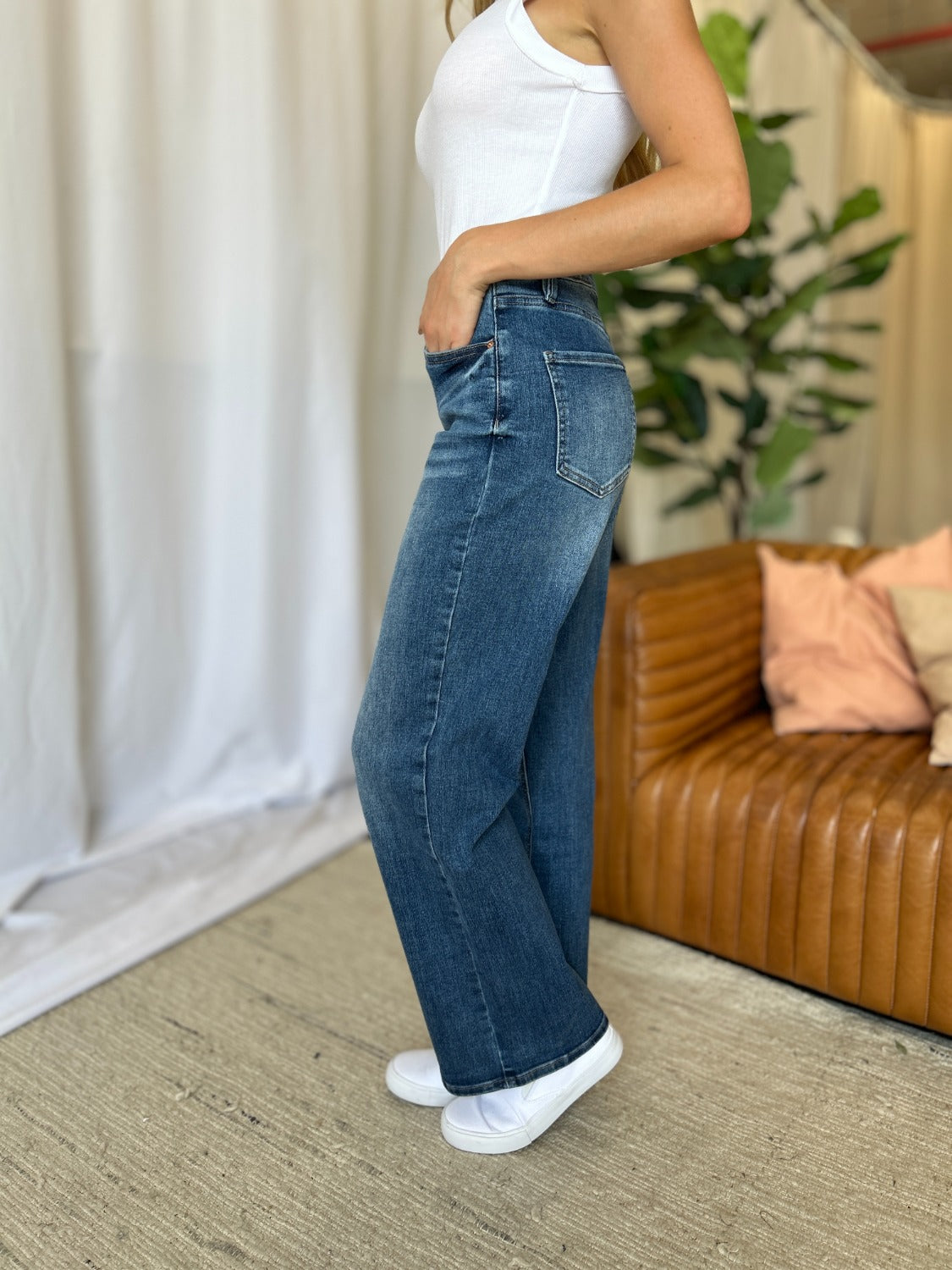 RFM Full Size High Rise Tummy Control Wide Leg Jeans-BOTTOMS SIZES SMALL MEDIUM LARGE-[Adult]-[Female]-2022 Online Blue Zone Planet