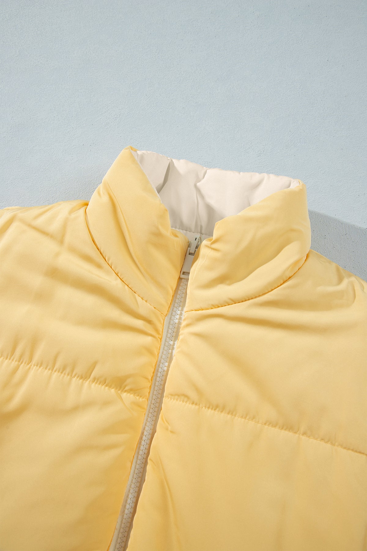 Parchment Reversible Double Wear Contrast Color Stand Neck Zip Pocket Quilted Vest-Outerwear/Vests-[Adult]-[Female]-2022 Online Blue Zone Planet