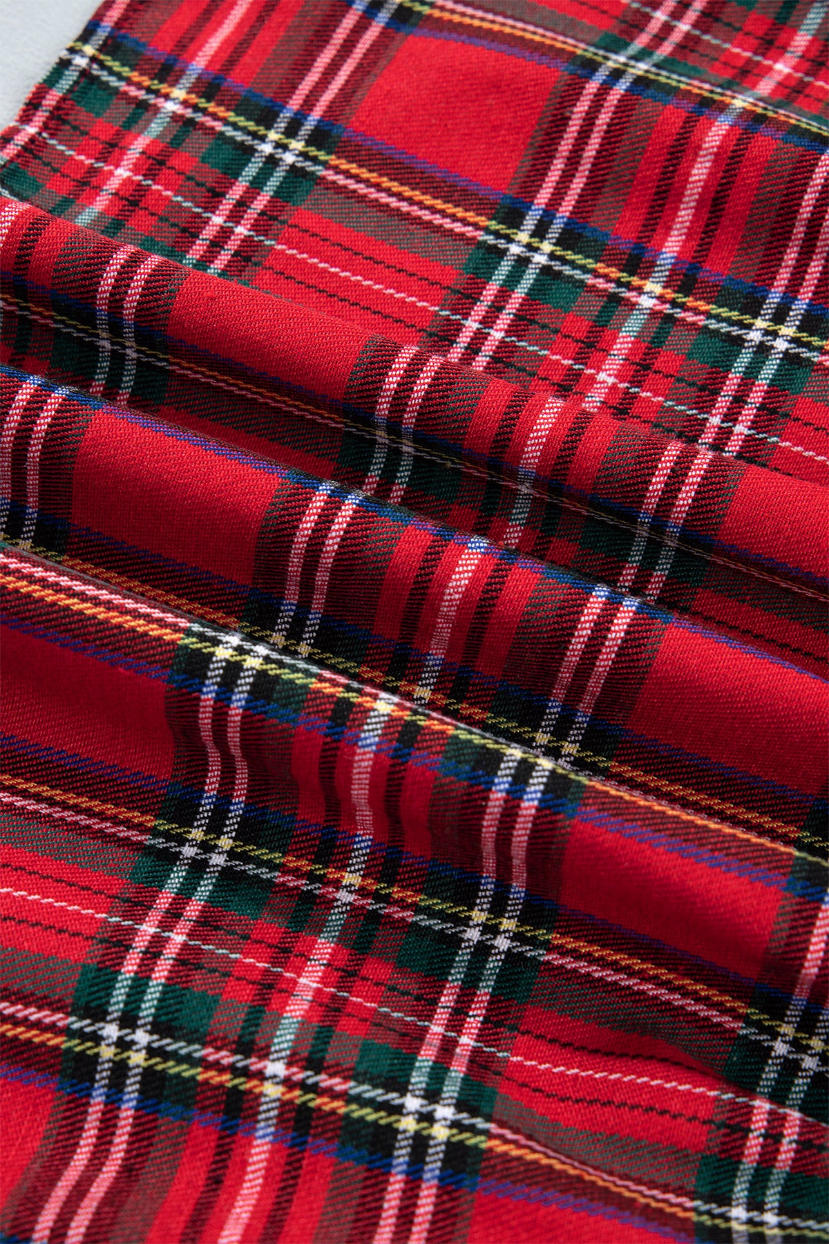 Red Plaid Knot Neck Short Sleeve Mini Shift Dress-TOPS / DRESSES-[Adult]-[Female]-2022 Online Blue Zone Planet