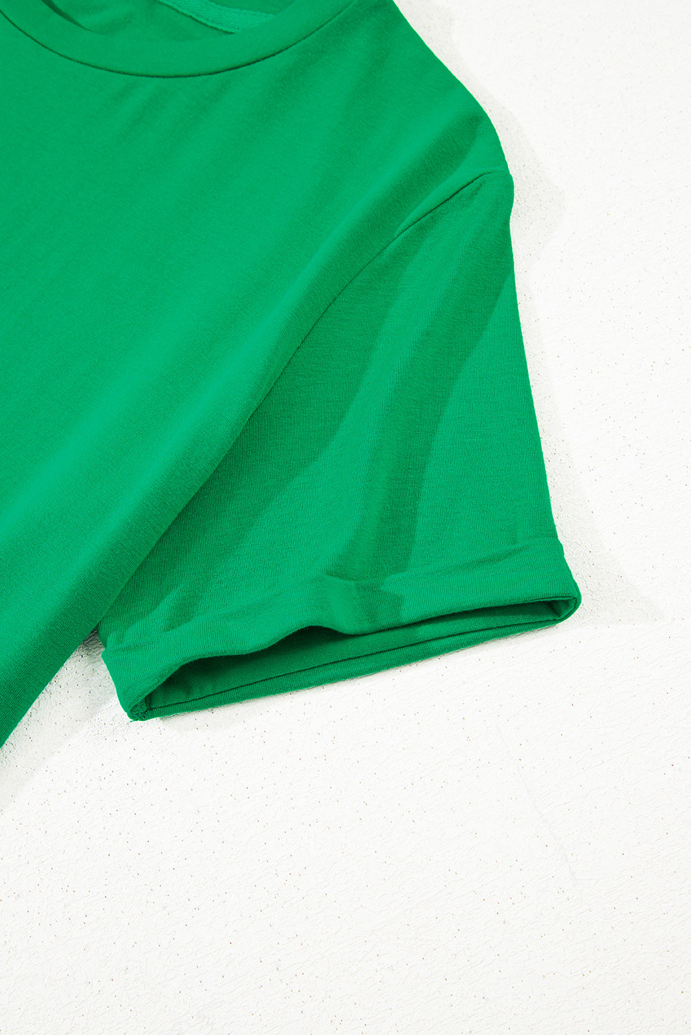 Bright Green Casual Plain Crew Neck Tee-Tops/Tops & Tees-[Adult]-[Female]-2022 Online Blue Zone Planet