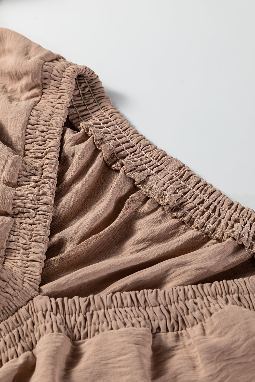 Smoke Gray Deep V Neck Bubble Sleeve Smocked Mini Dress-TOPS / DRESSES-[Adult]-[Female]-2022 Online Blue Zone Planet