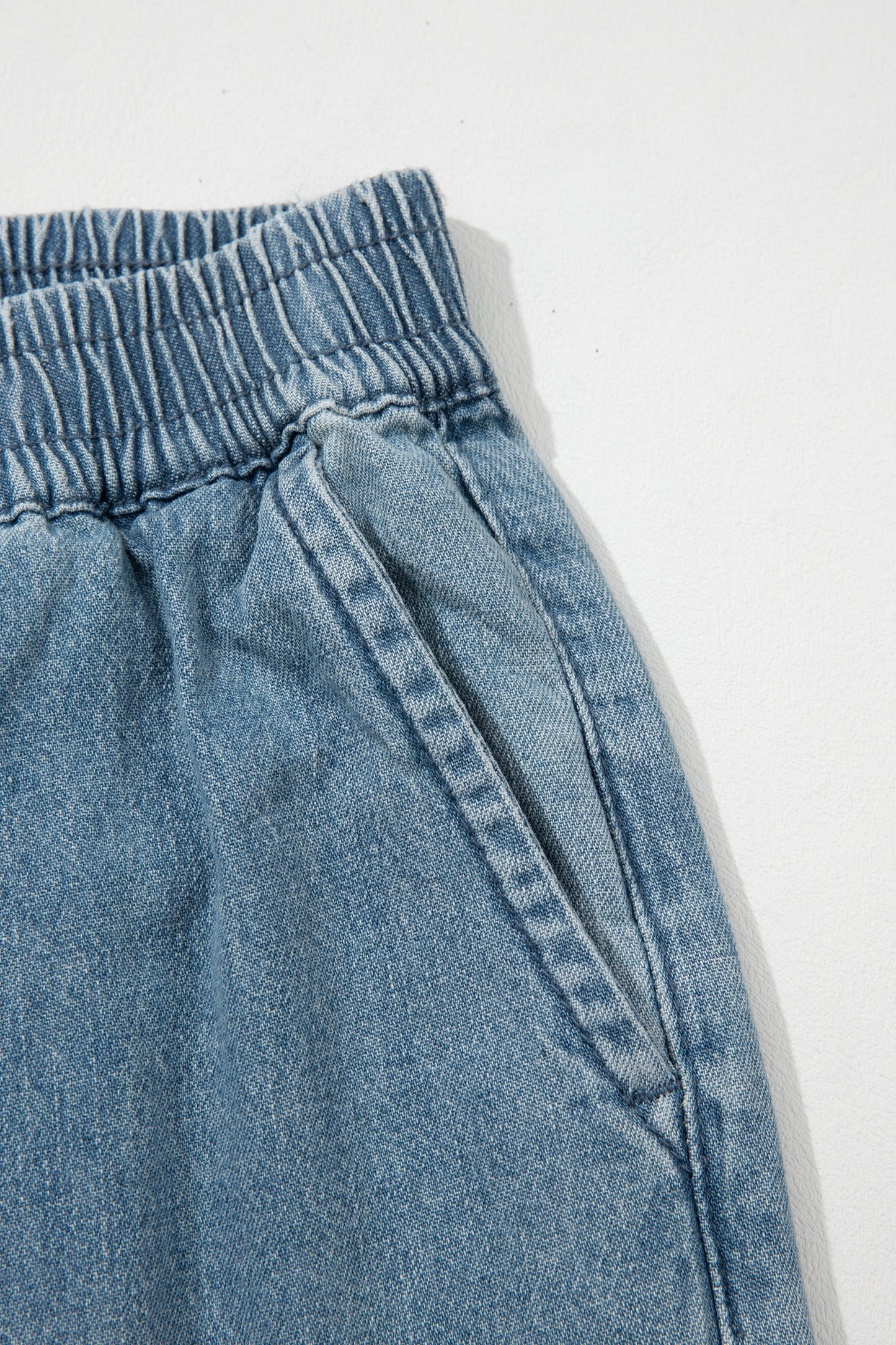 Beau Blue Frayed Floral Patch Wide Leg Raw Hem Wide Leg Jeans-Bottoms/Jeans-[Adult]-[Female]-2022 Online Blue Zone Planet