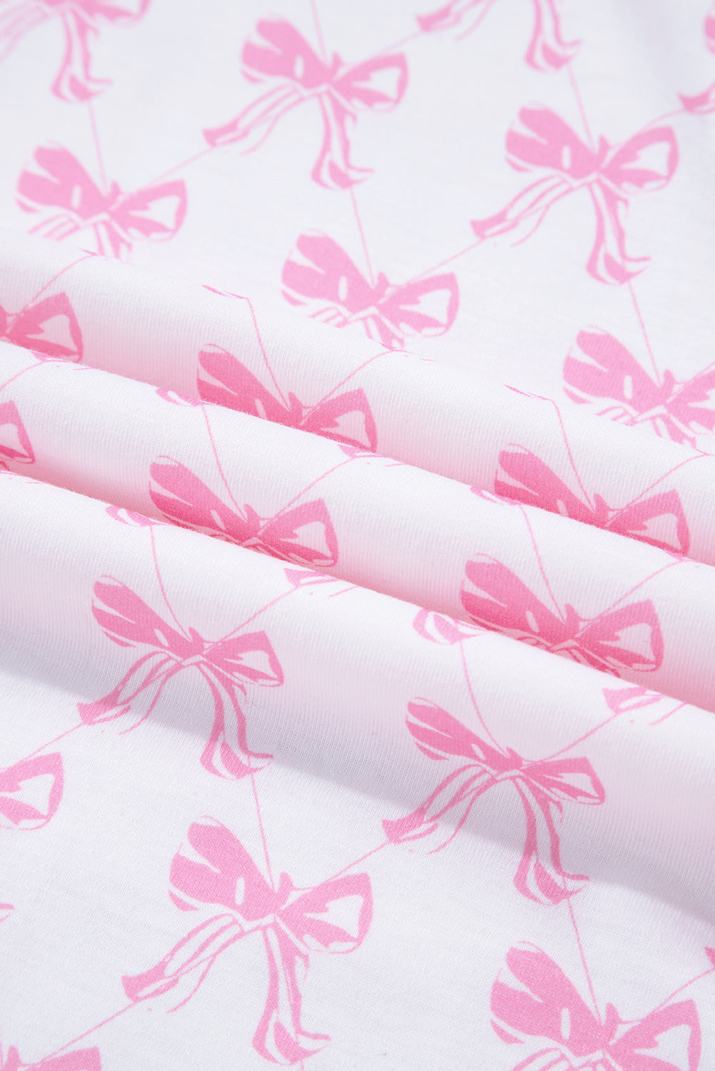 Pink Bow Print Long Sleeve Shirt and Pants Soft Pajama Set-Loungewear & Sleepwear/Sleepwear-[Adult]-[Female]-2022 Online Blue Zone Planet