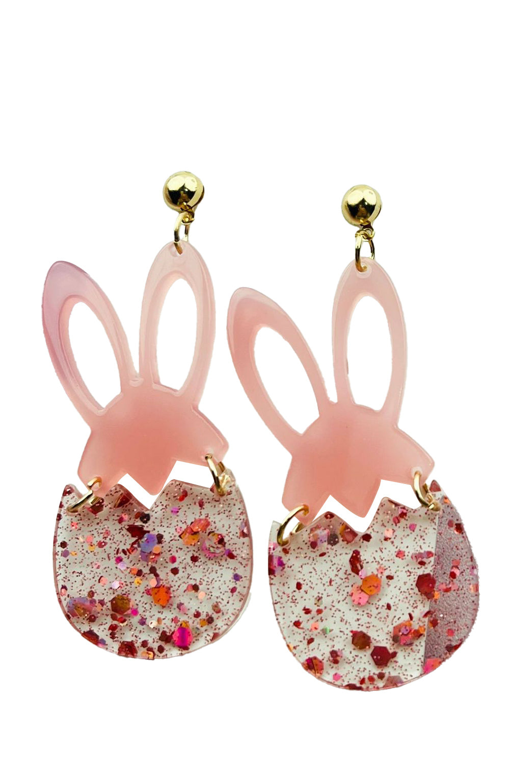 Pink Easter Bunny Glitter Acrylic Stud Earrings-Accessories/Jewelry-[Adult]-[Female]-2022 Online Blue Zone Planet